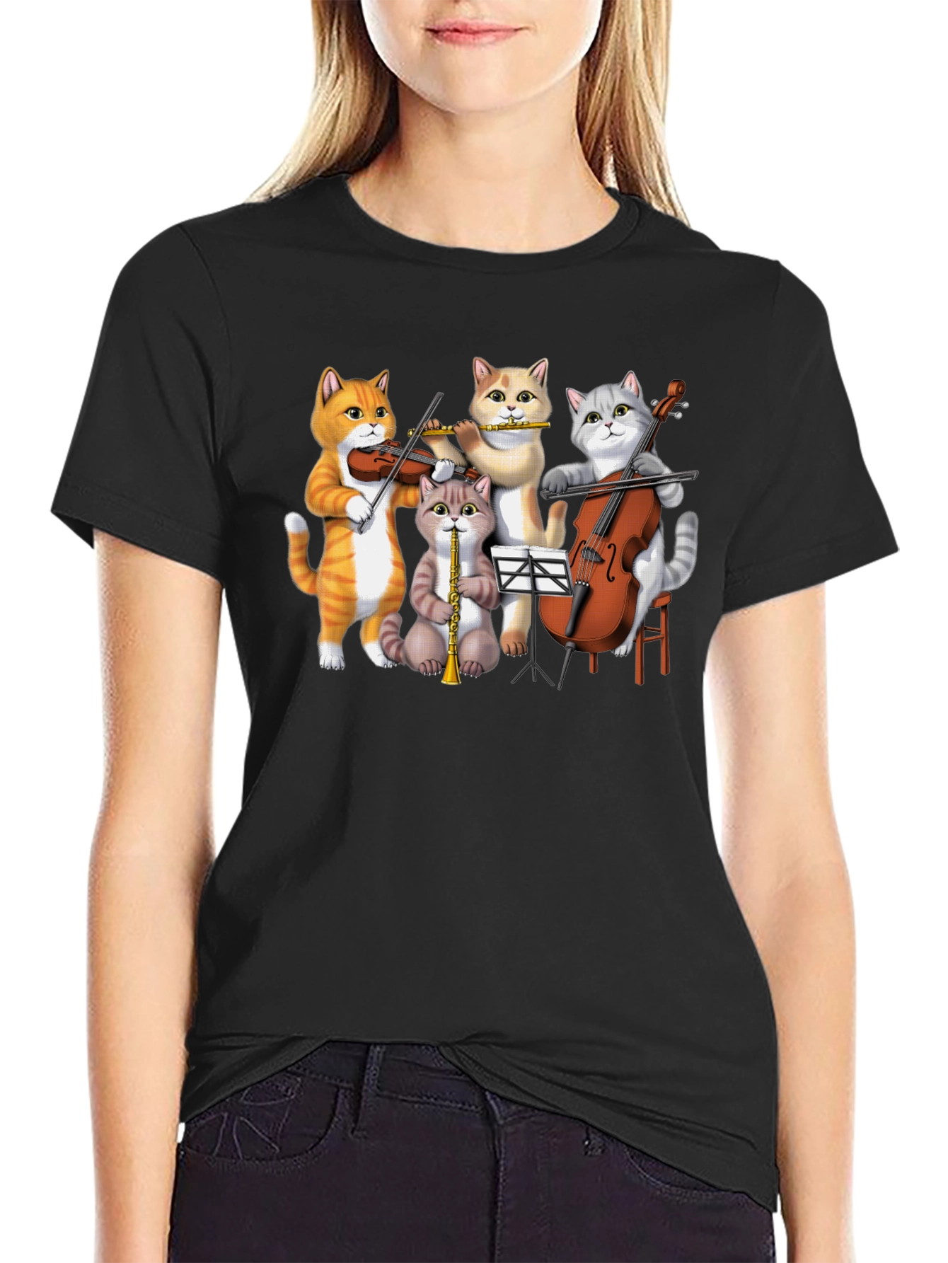 Cat Orchestra T-Shirt: Musical Felines Tee