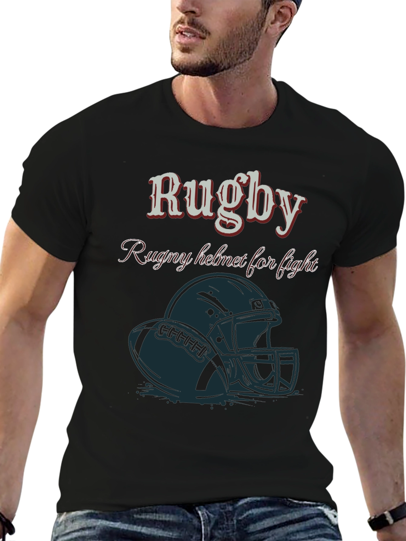 Rugby Helmet T-Shirt - Fight Design