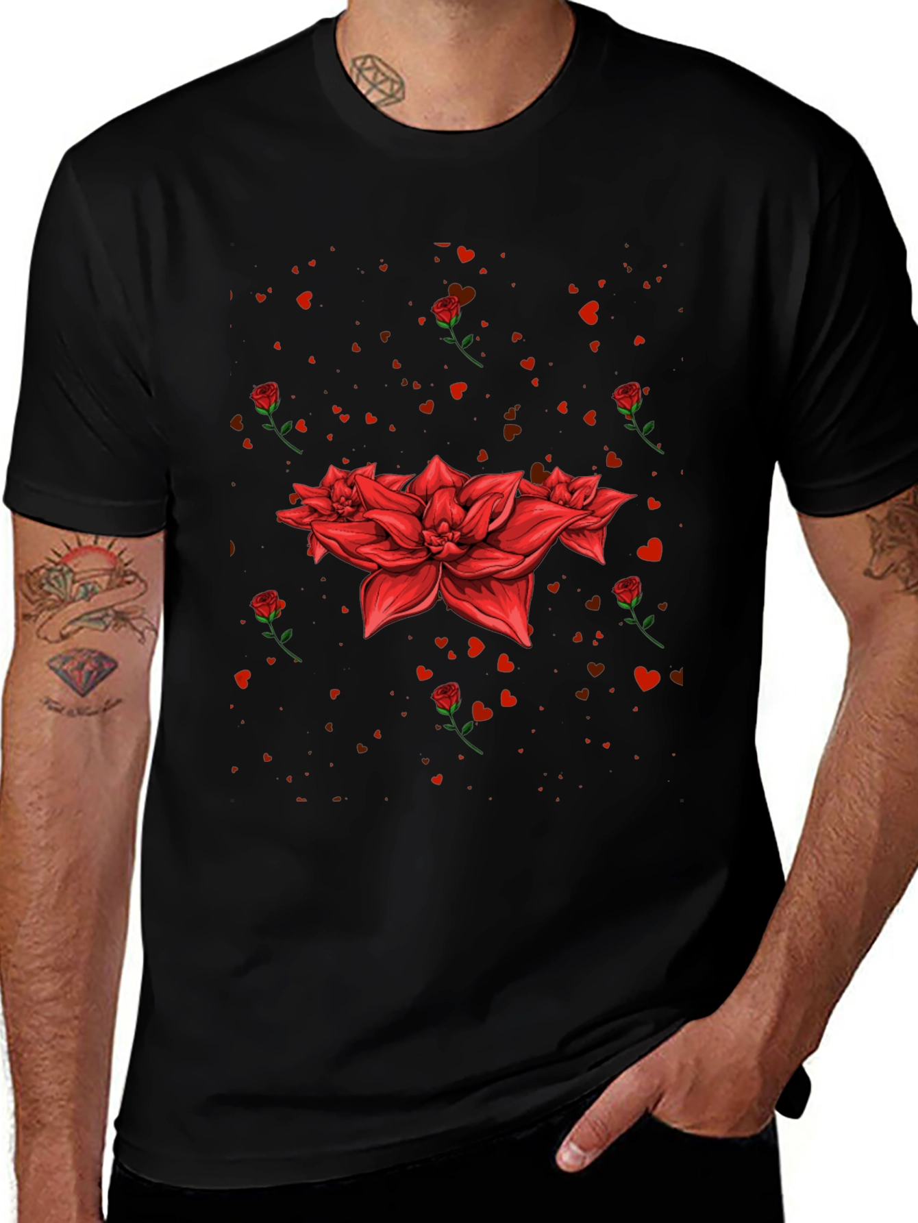Floral Heart Valentines Day Graphic T-Shirt