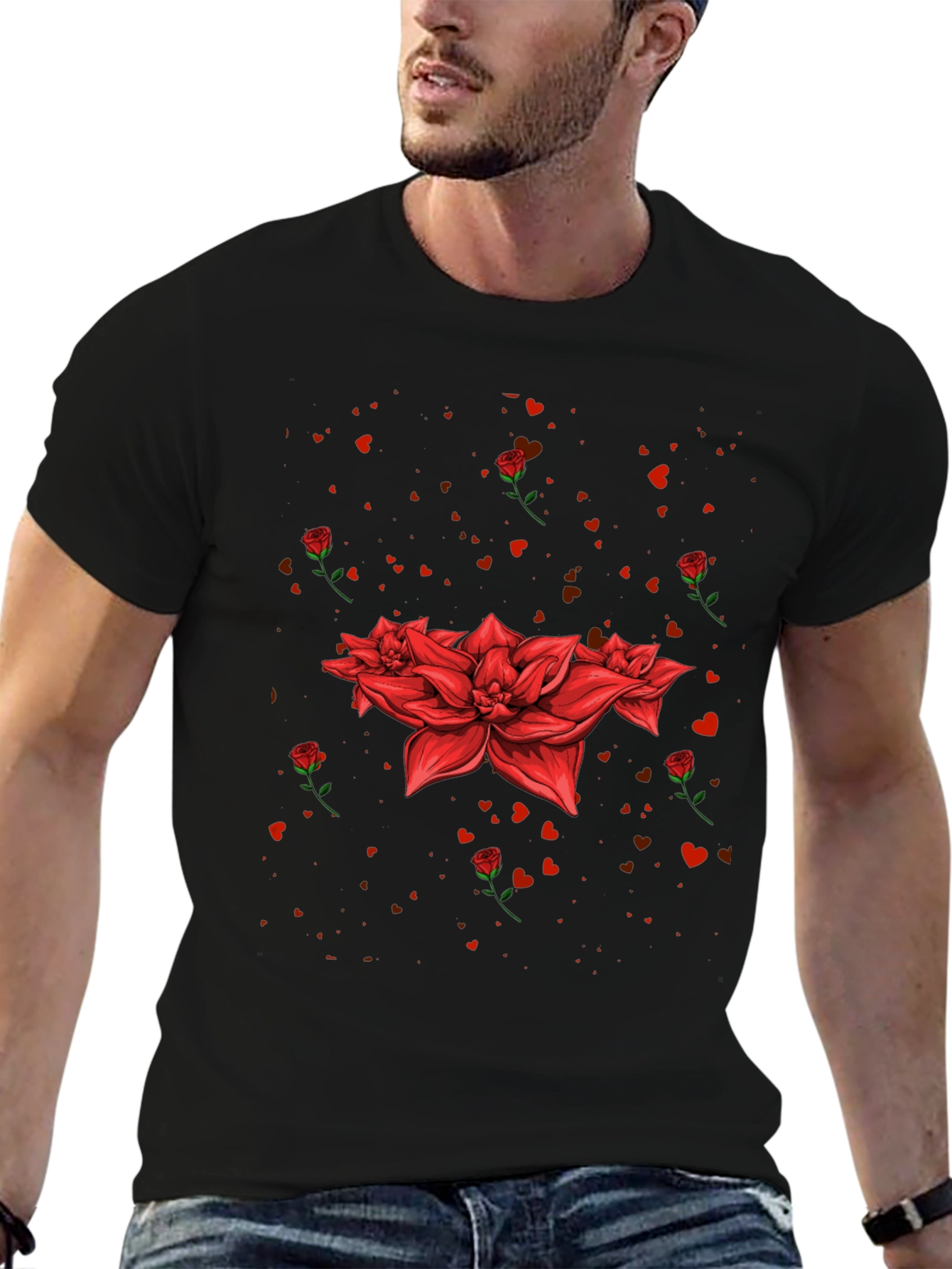Floral Heart Valentines Day Graphic T-Shirt