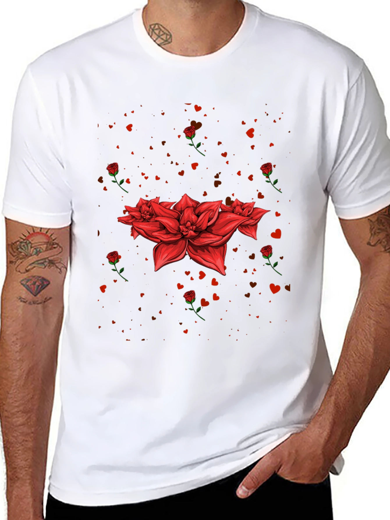 Floral Heart Valentines Day Graphic T-Shirt