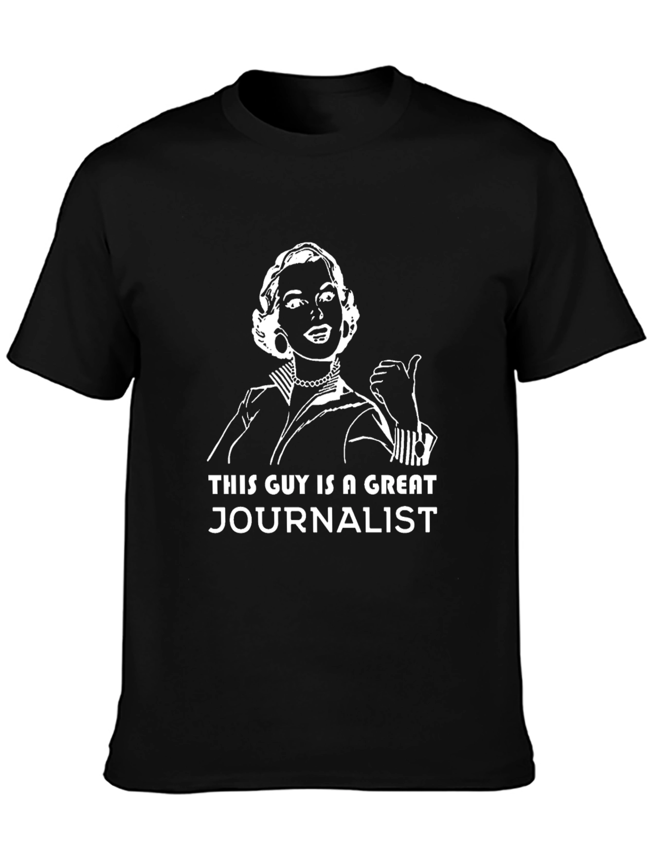 Humorous Journalist Graphic Tee - Black
