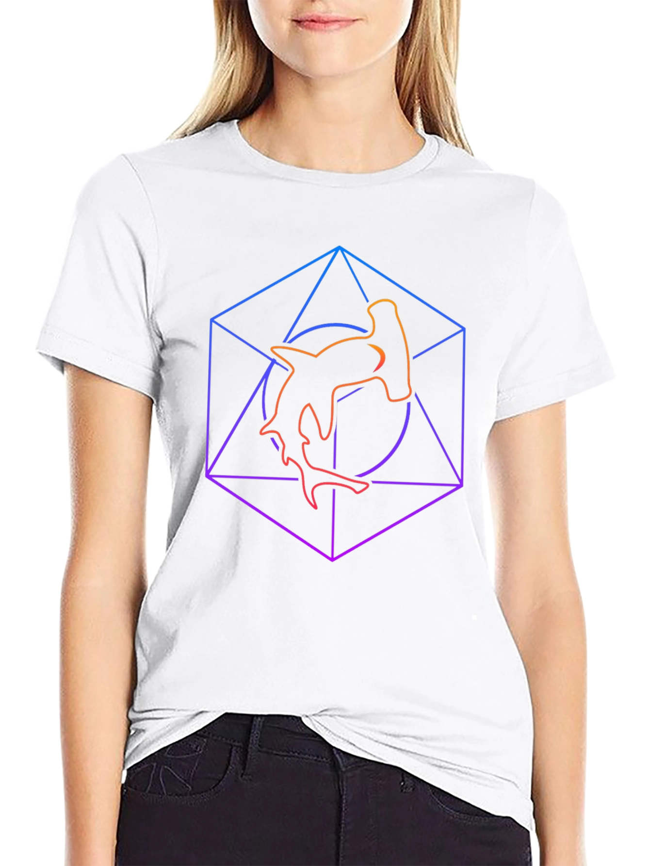 Hammerhead Shark Graphic Tee - Geometric Design