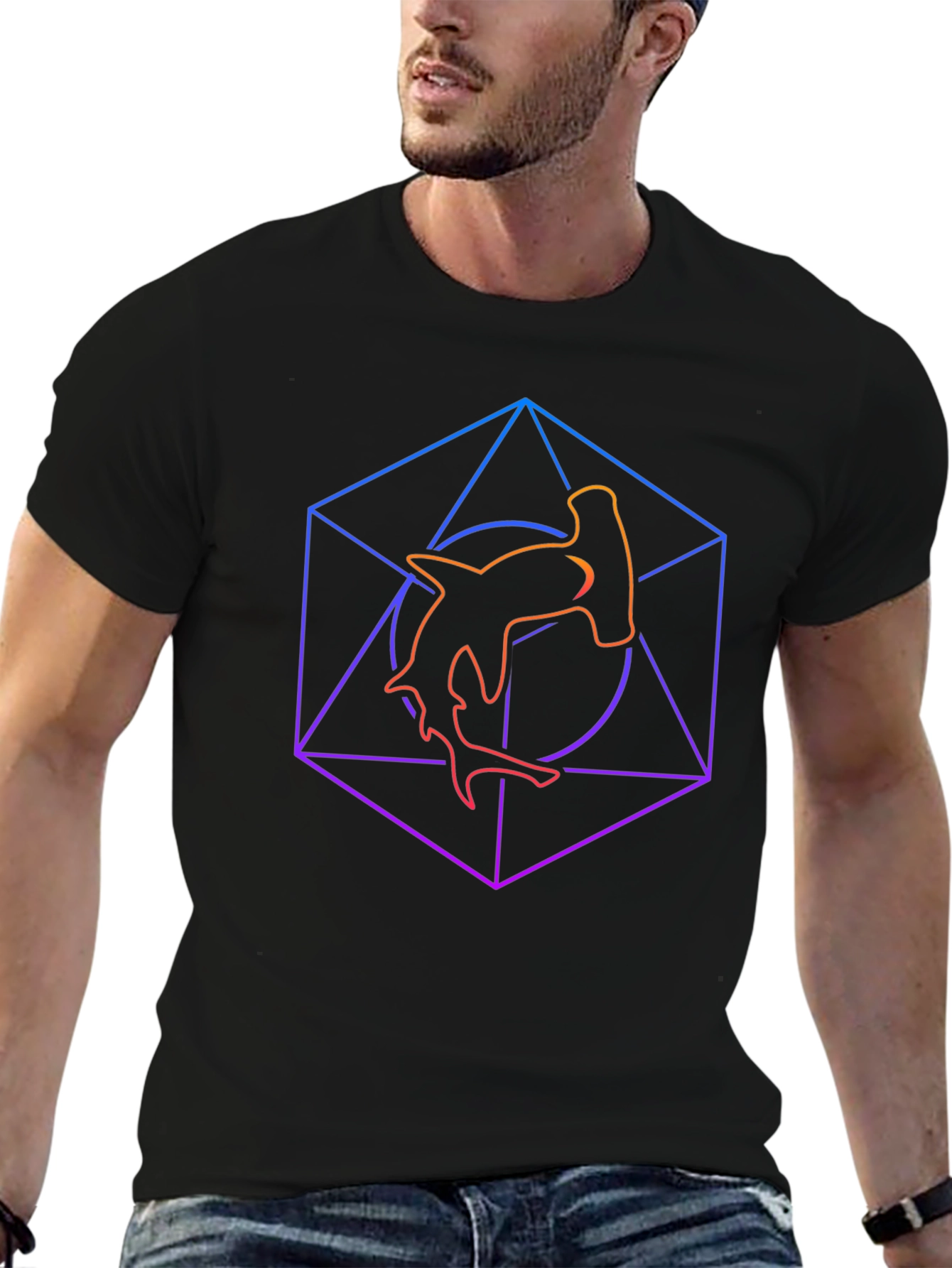 Hammerhead Shark Graphic Tee - Geometric Design