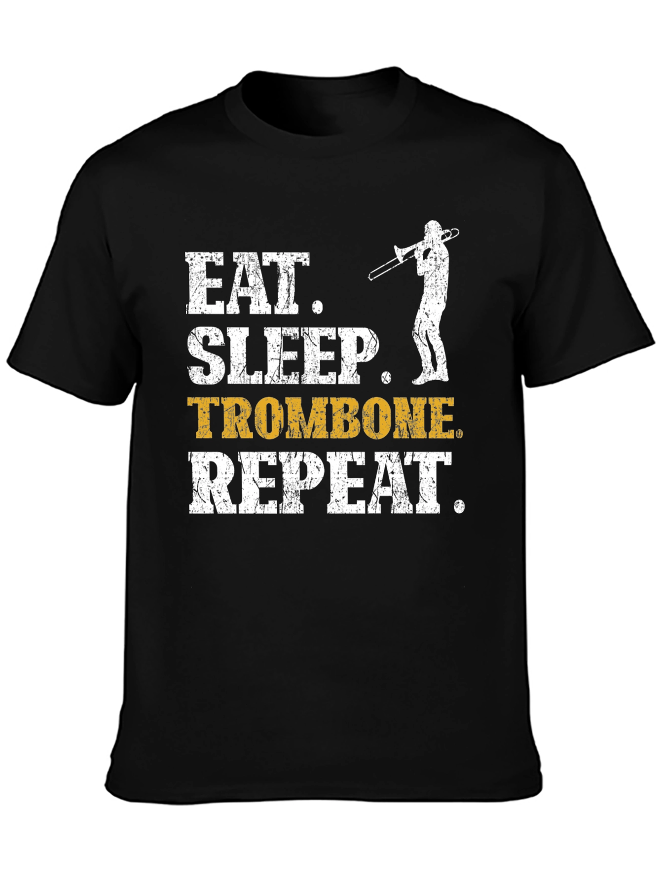 Eat Sleep Trombone Repeat Black T-Shirt