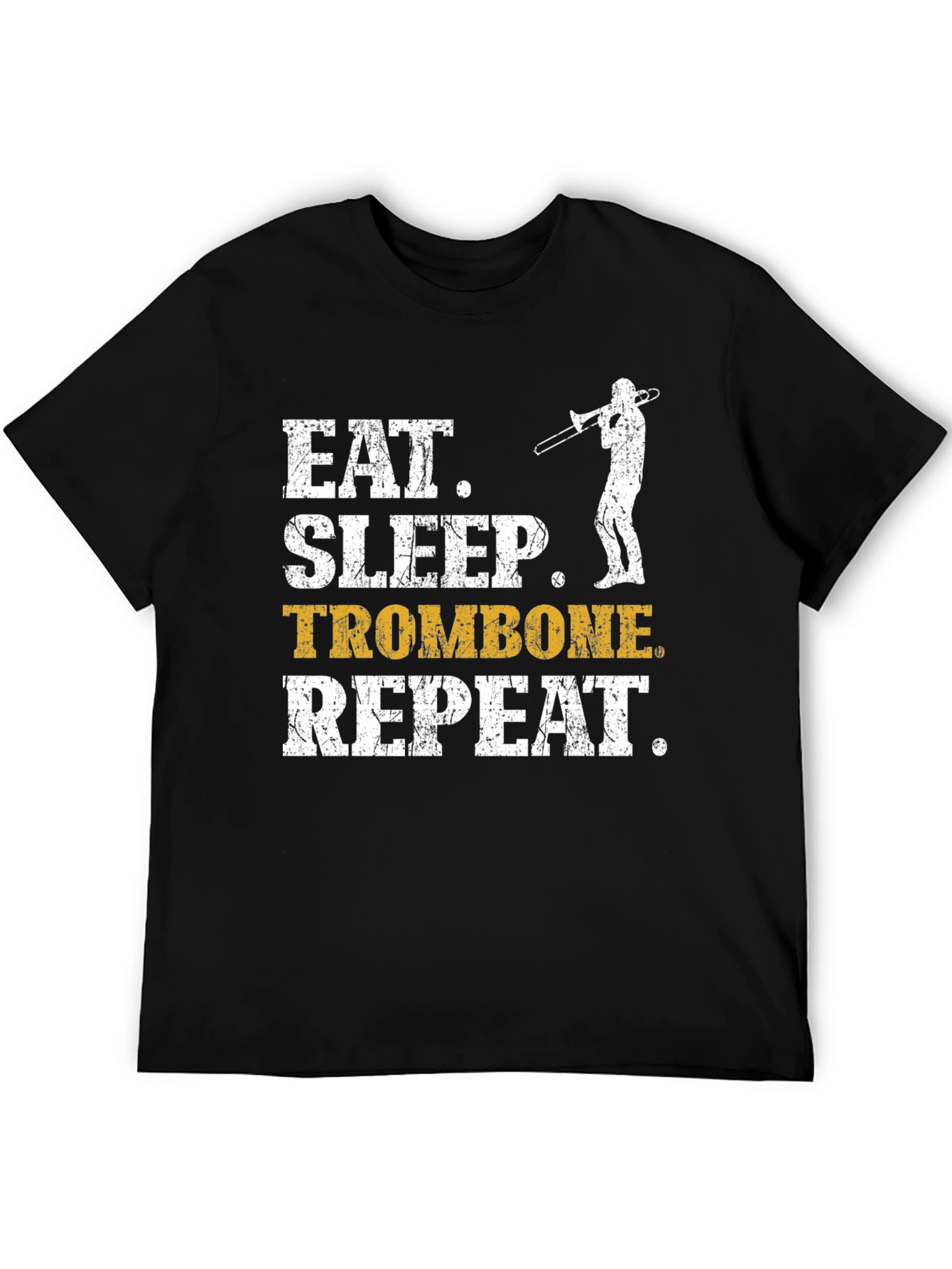 Eat Sleep Trombone Repeat Black T-Shirt