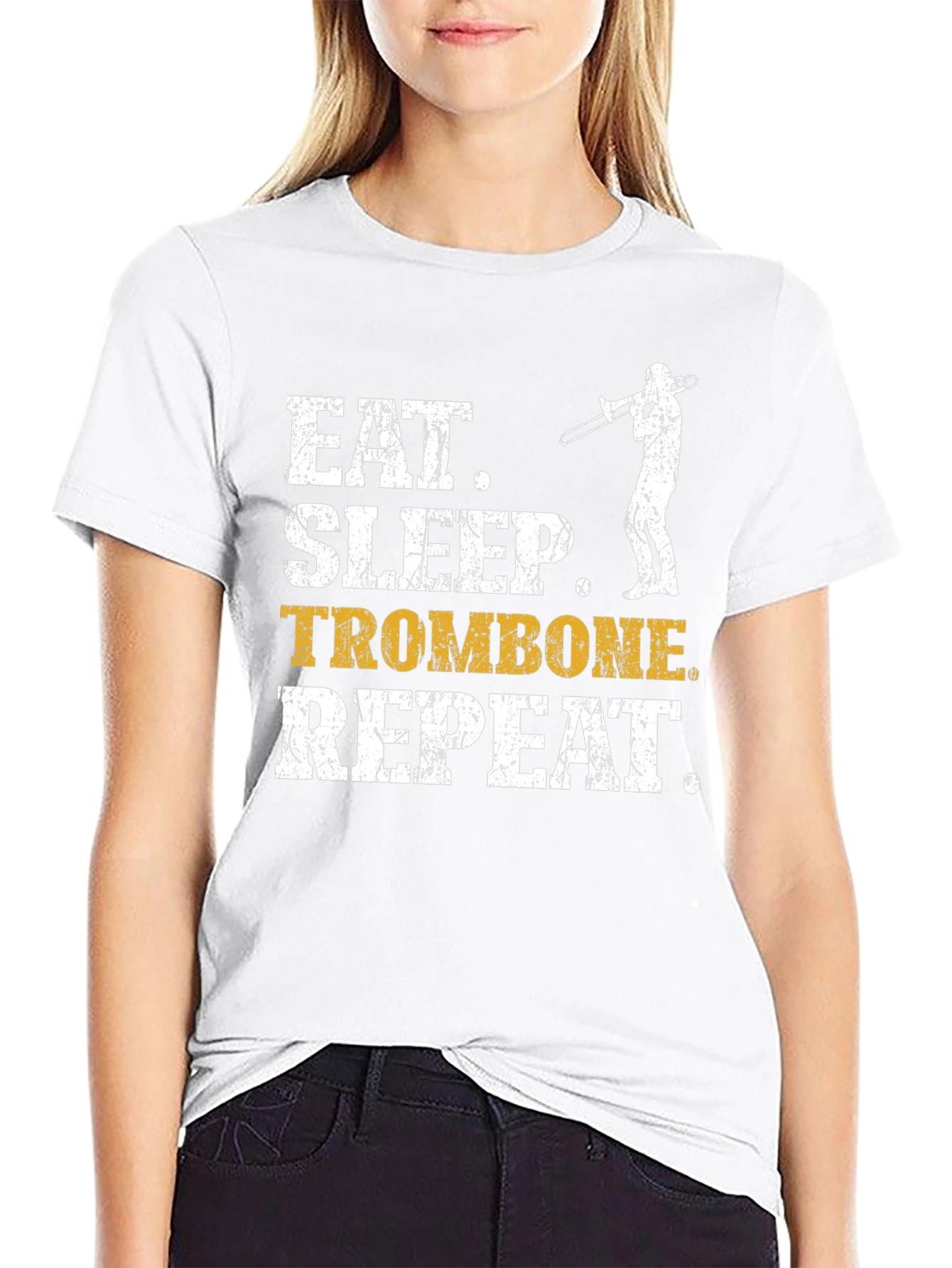 Eat Sleep Trombone Repeat Black T-Shirt