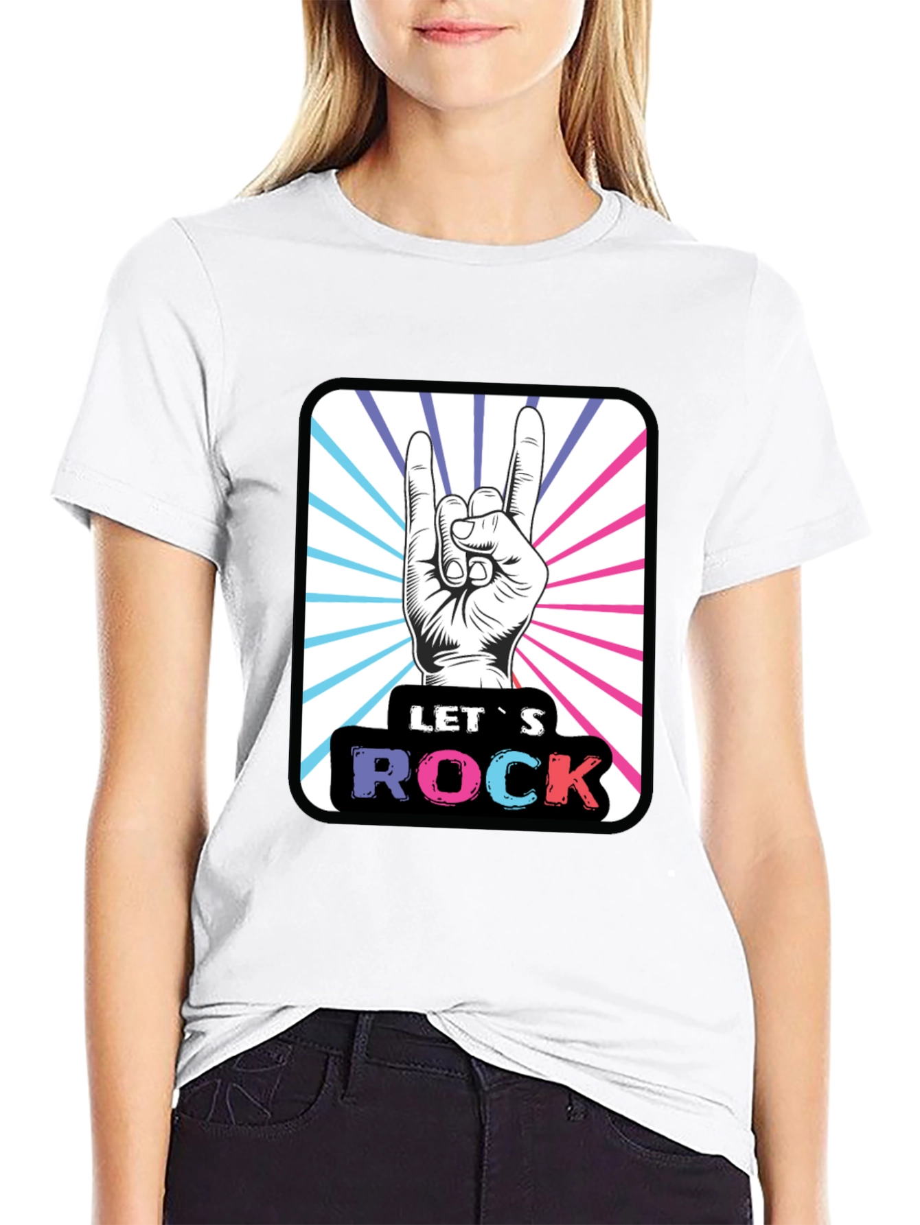 Lets Rock Hand Gesture Graphic Tee
