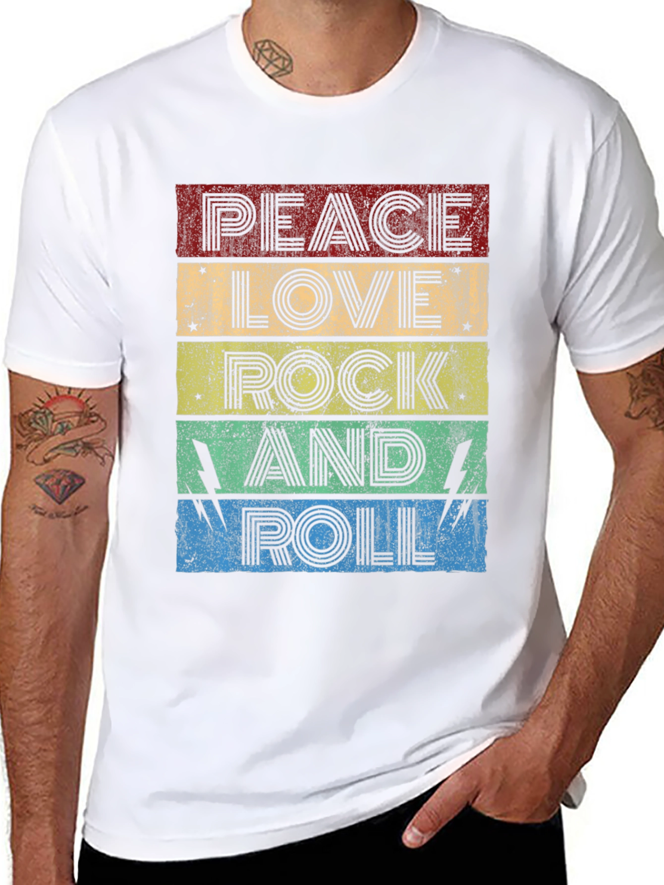 Peace Love Rock and Roll Graphic T-Shirt