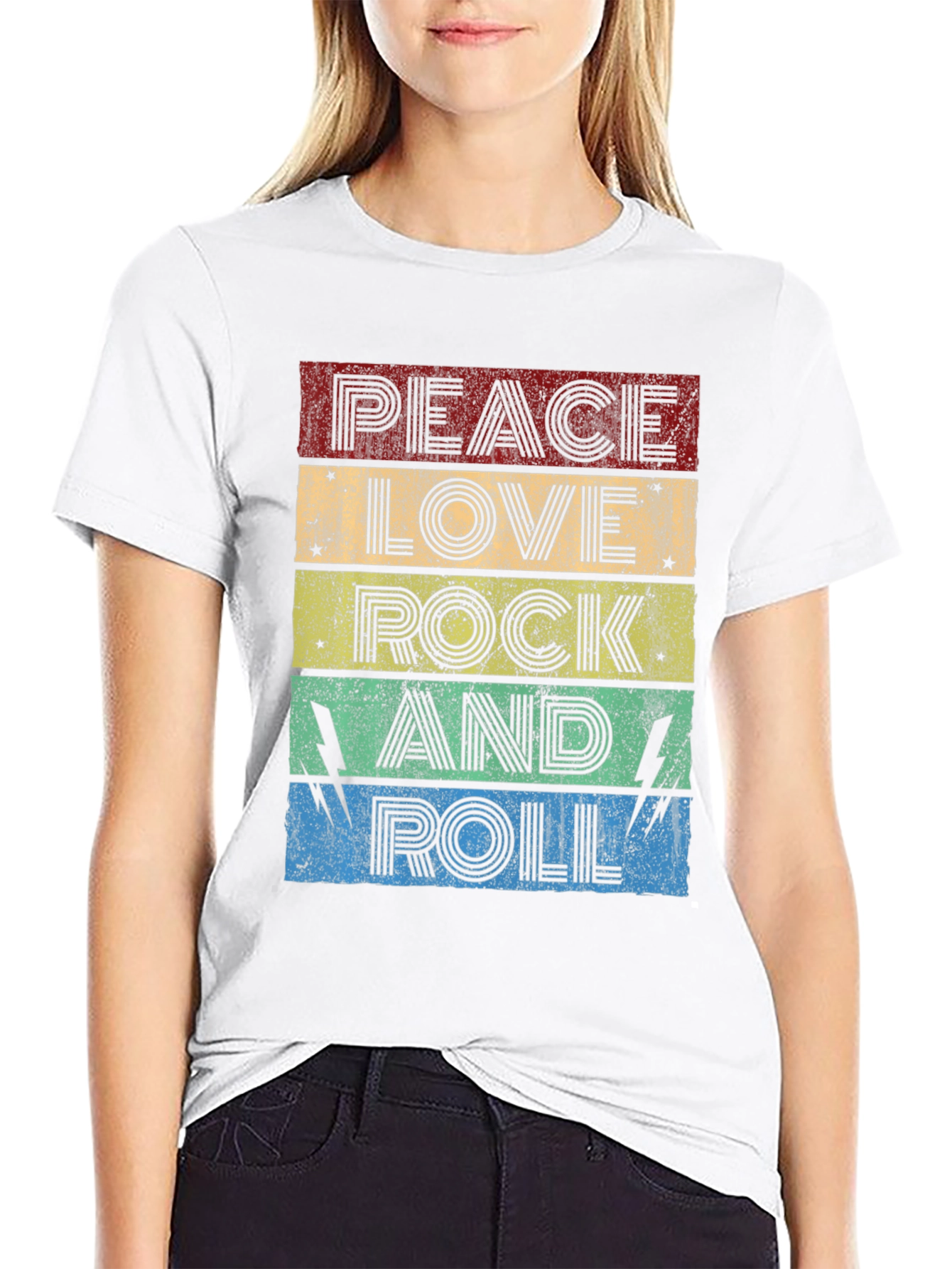 Peace Love Rock and Roll Graphic T-Shirt