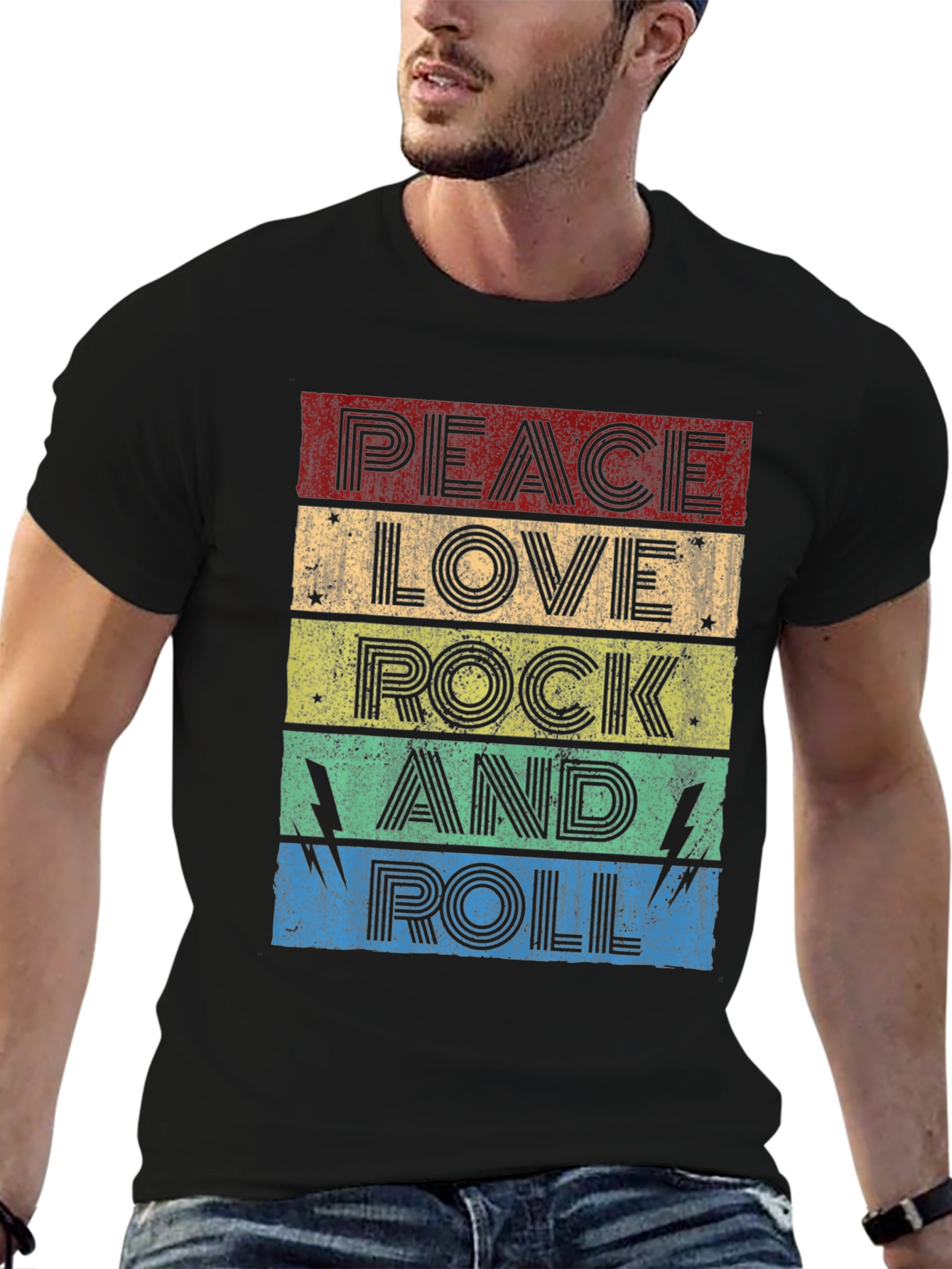 Peace Love Rock and Roll Graphic T-Shirt