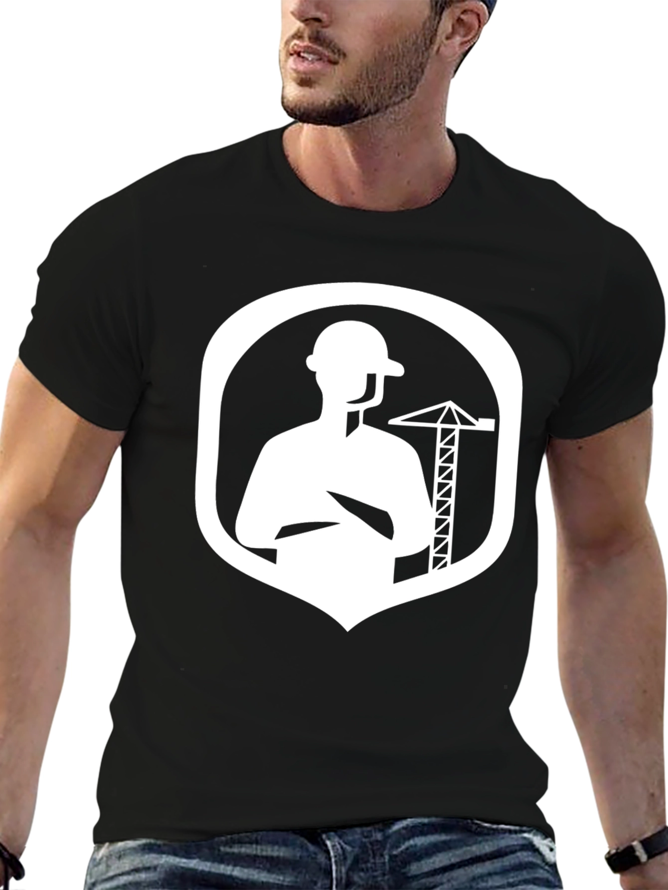Construction Worker Graphic Tee - Black