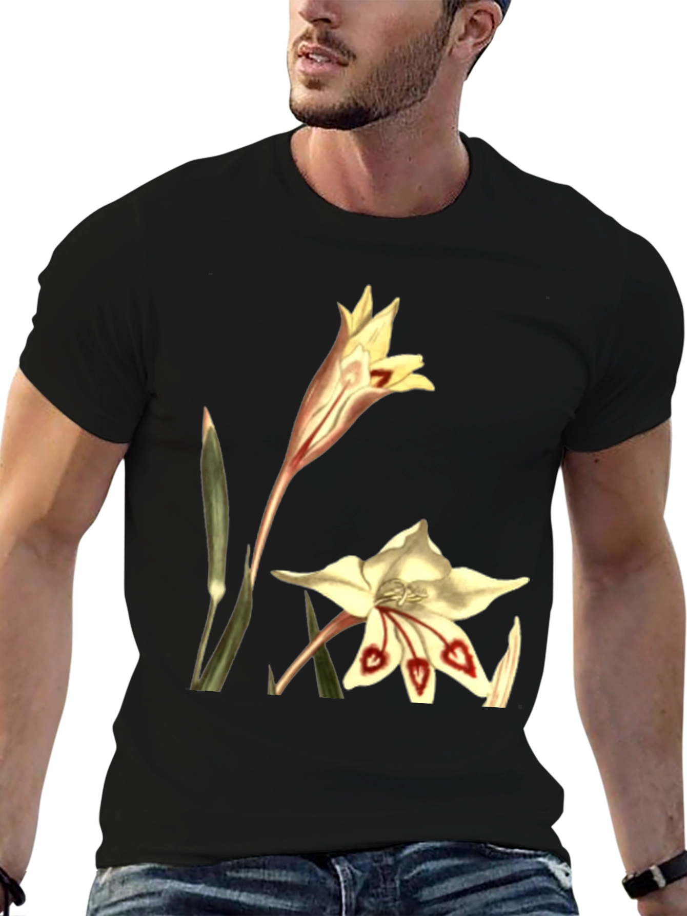Floral Print T-Shirt - Unique Botanical Design
