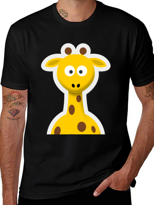 Cute Giraffe Graphic Black T-Shirt