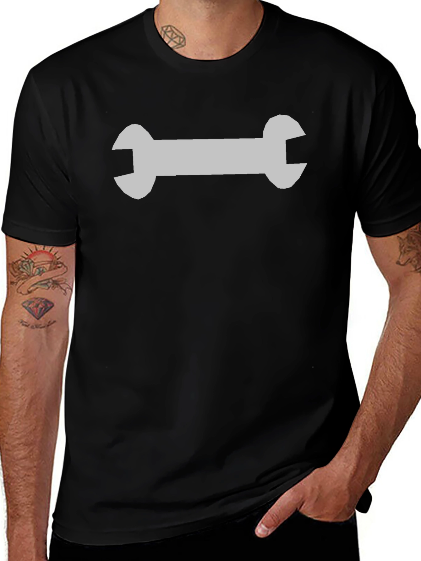 Wrench Graphic Black T-Shirt - Mechanic Style
