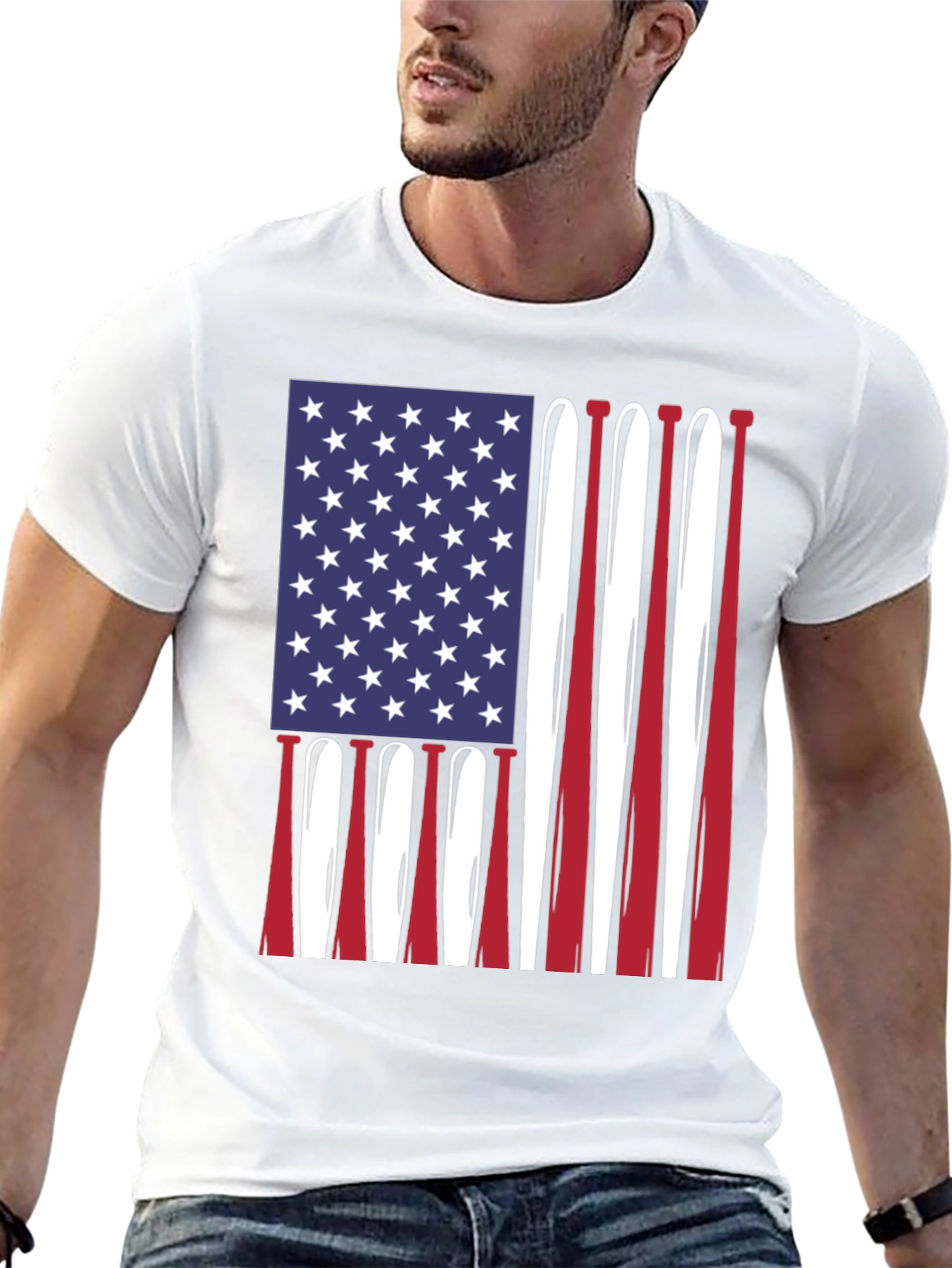 American Flag Baseball Bats Graphic T-Shirt