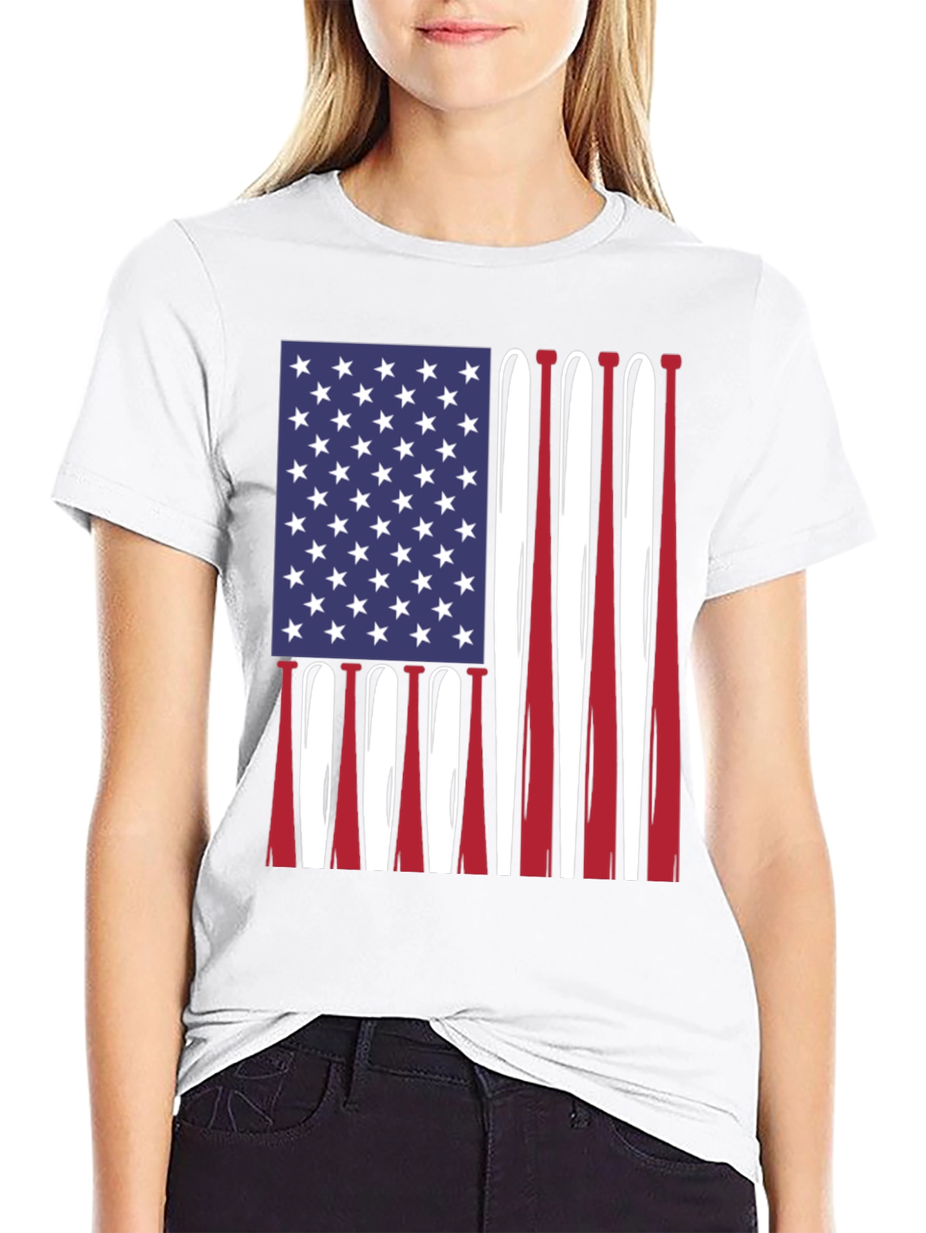American Flag Baseball Bats Graphic T-Shirt