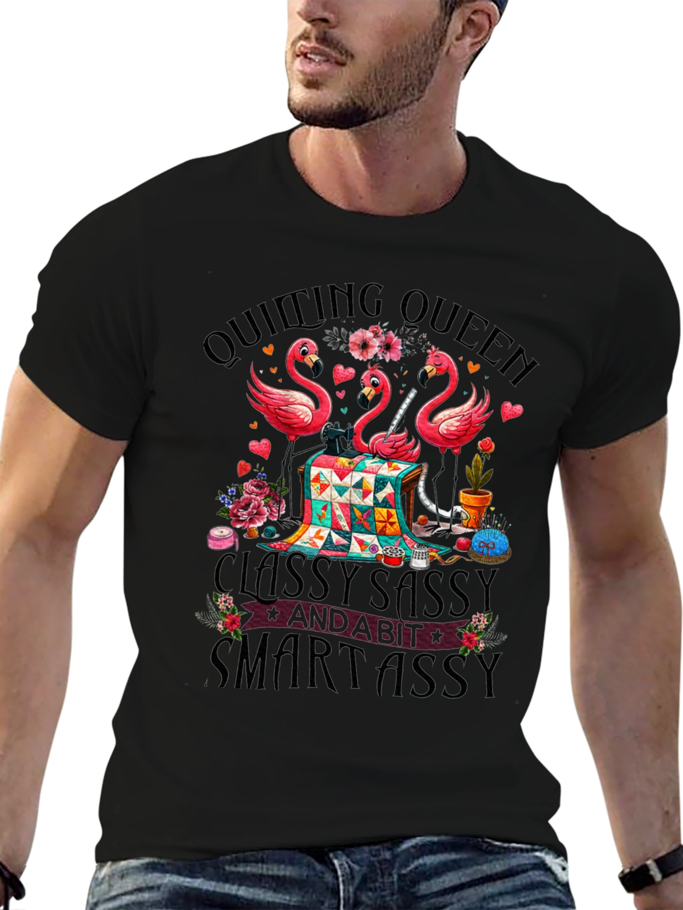 Quilting Queen Flamingo T-Shirt: Classy Sassy & Smartassy