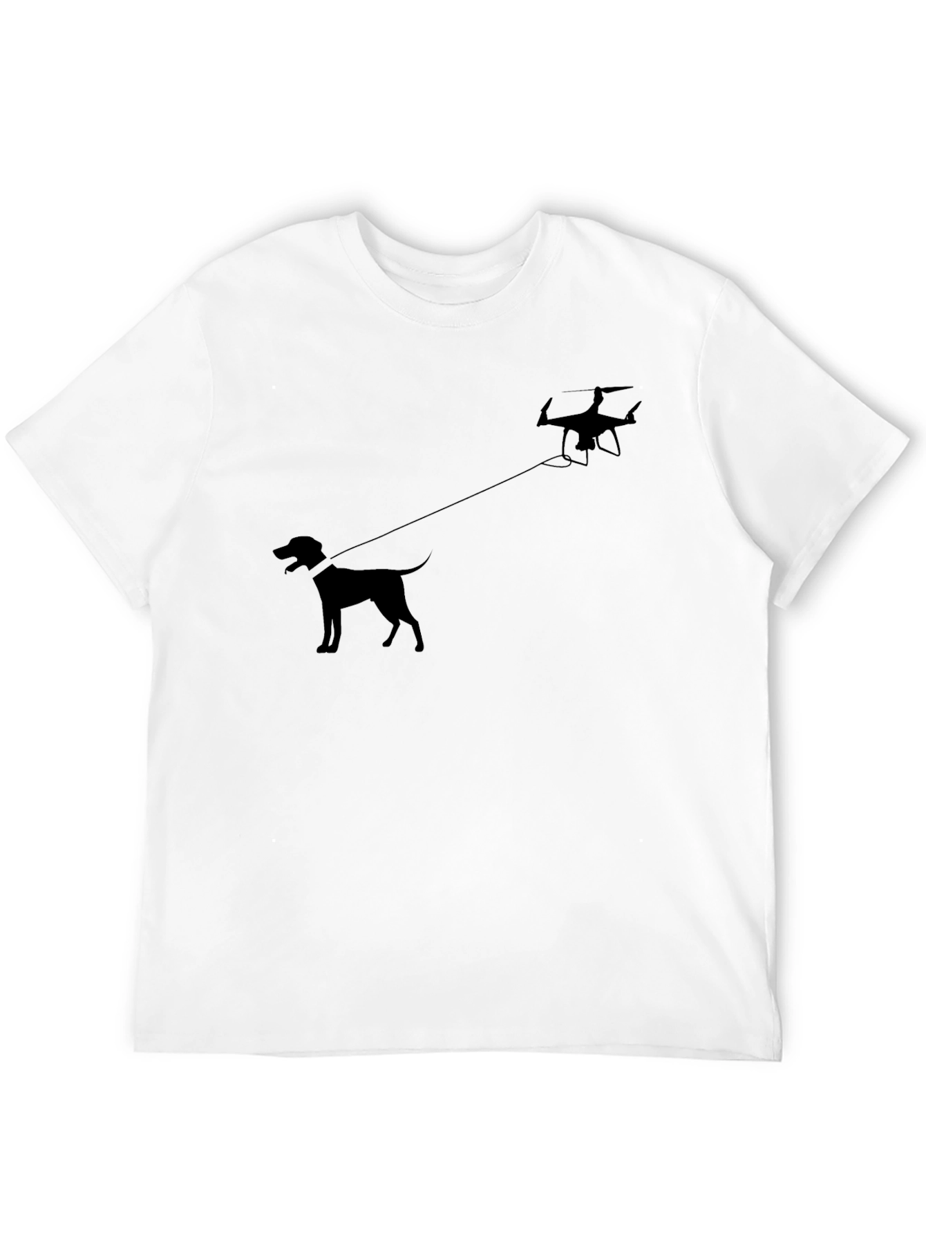 Drone Dog Walker Graphic T-Shirt - Black Cotton