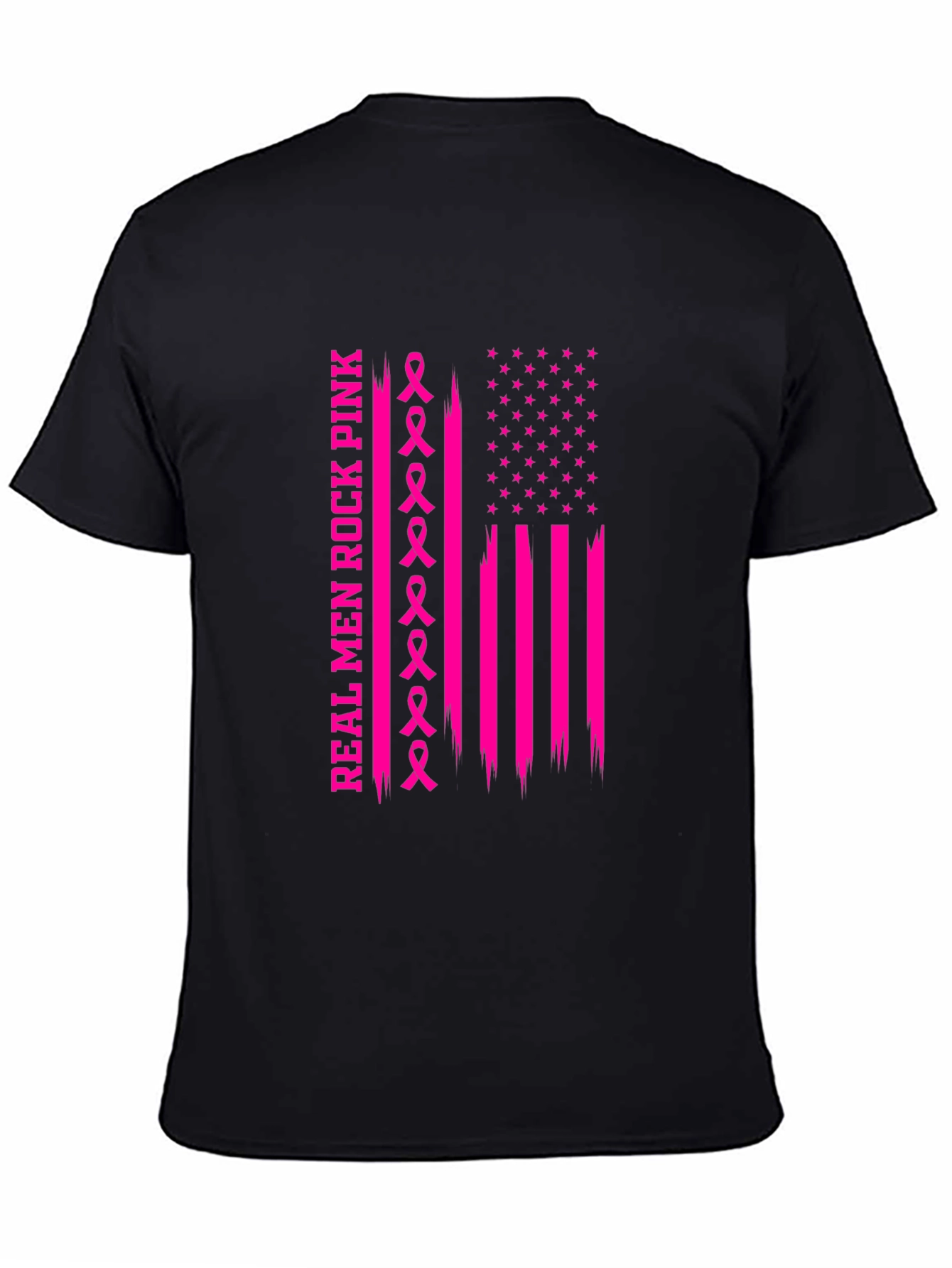 Real Men Rock Pink Breast Cancer Awareness T-Shirt