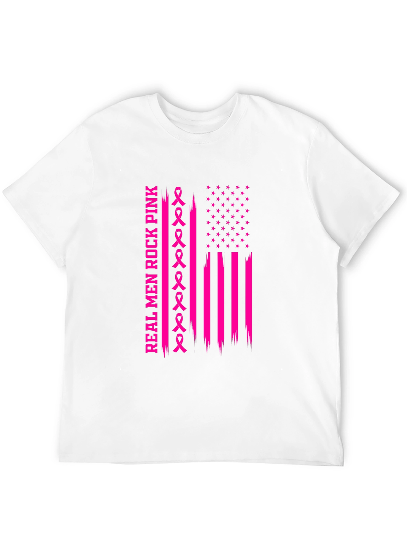 Real Men Rock Pink Breast Cancer Awareness T-Shirt