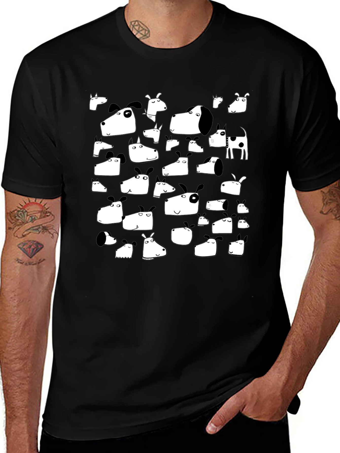 Dog Heads Black T-Shirt