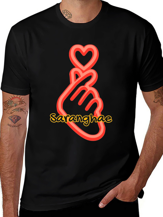 Sarangahe Finger Heart Black T-Shirt