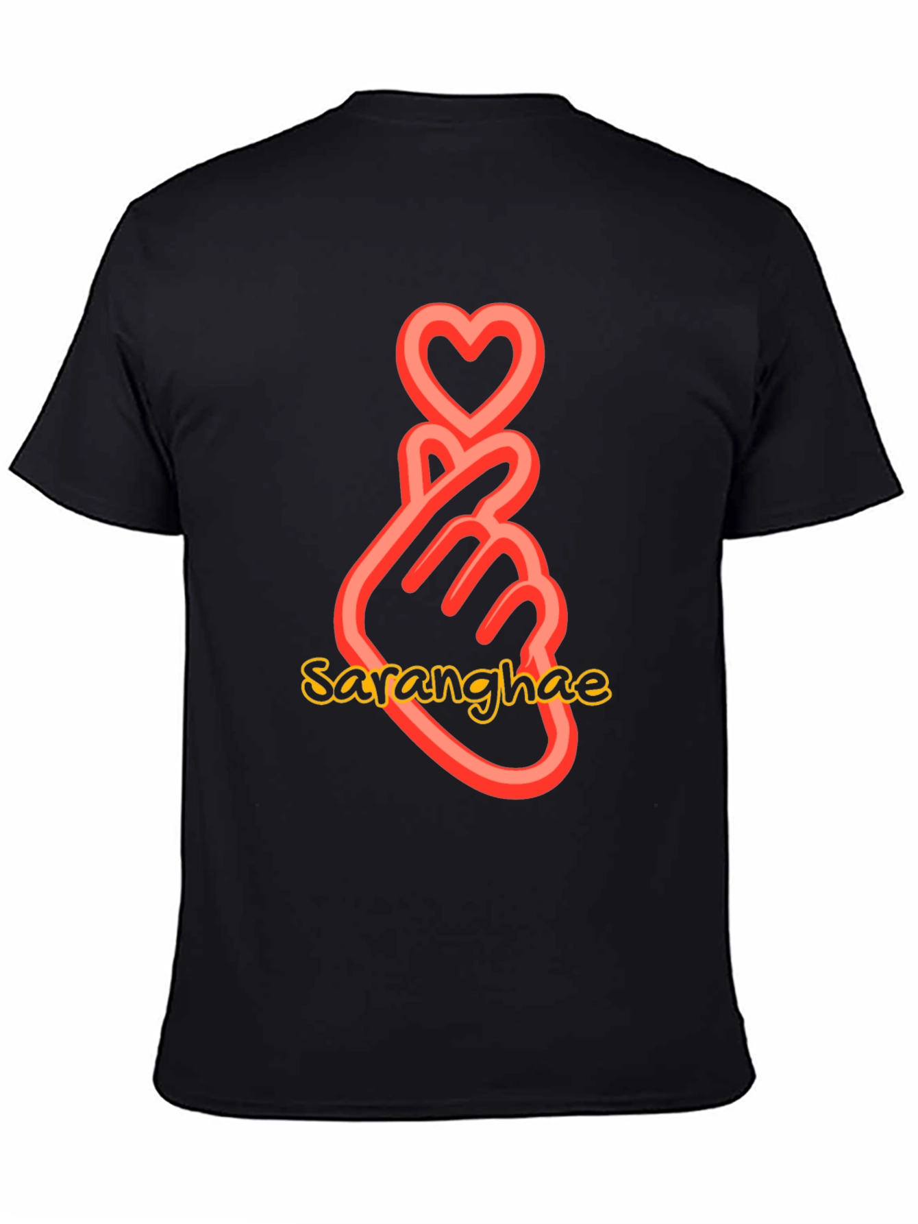 Sarangahe Finger Heart Black T-Shirt