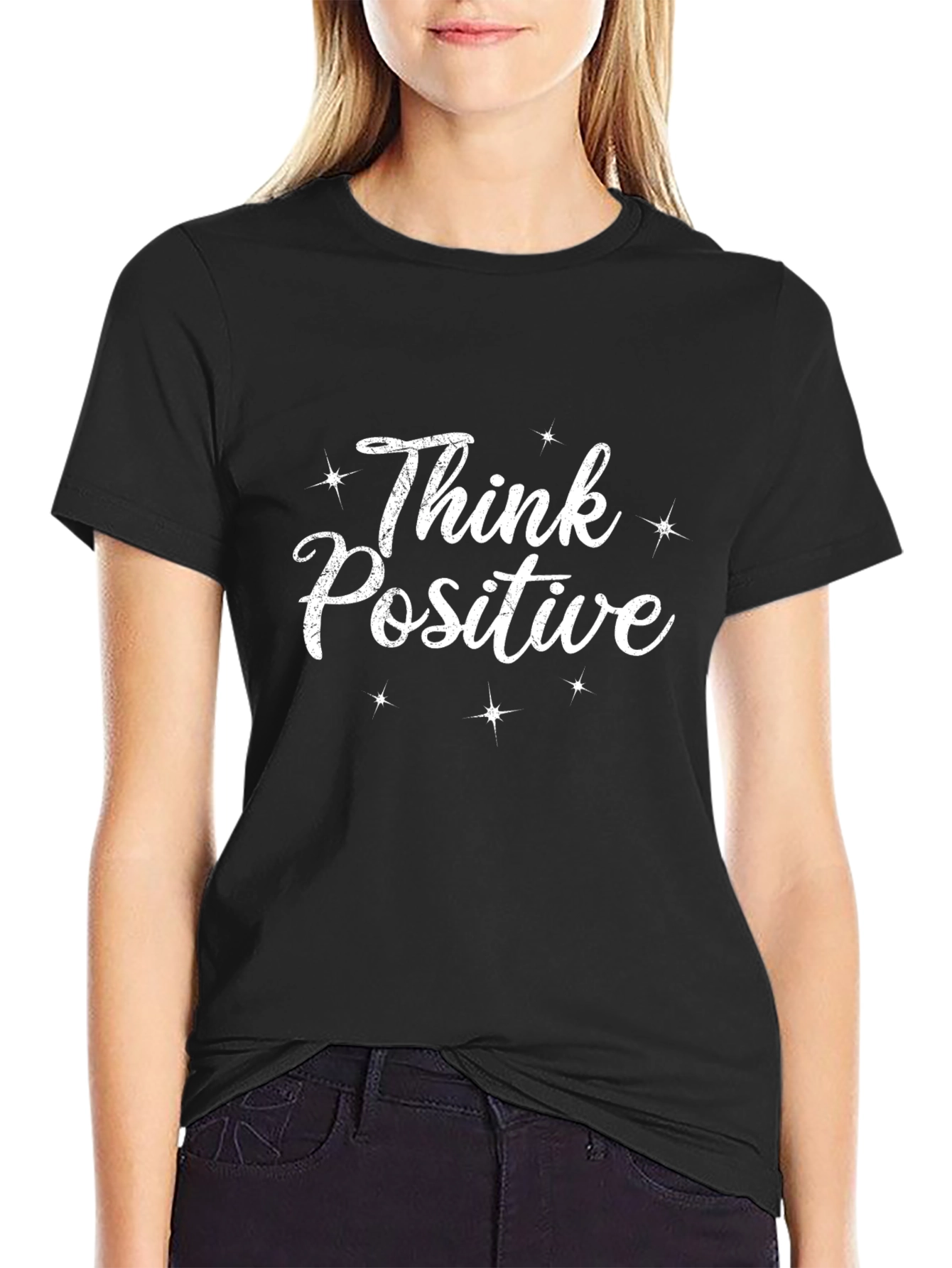 Think Positive Graphic T-Shirt - Black