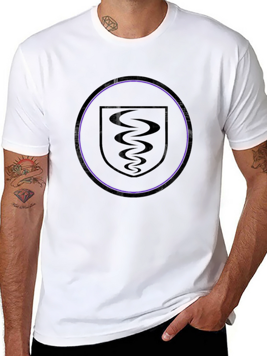 Black T-Shirt with Emblem Graphic Print