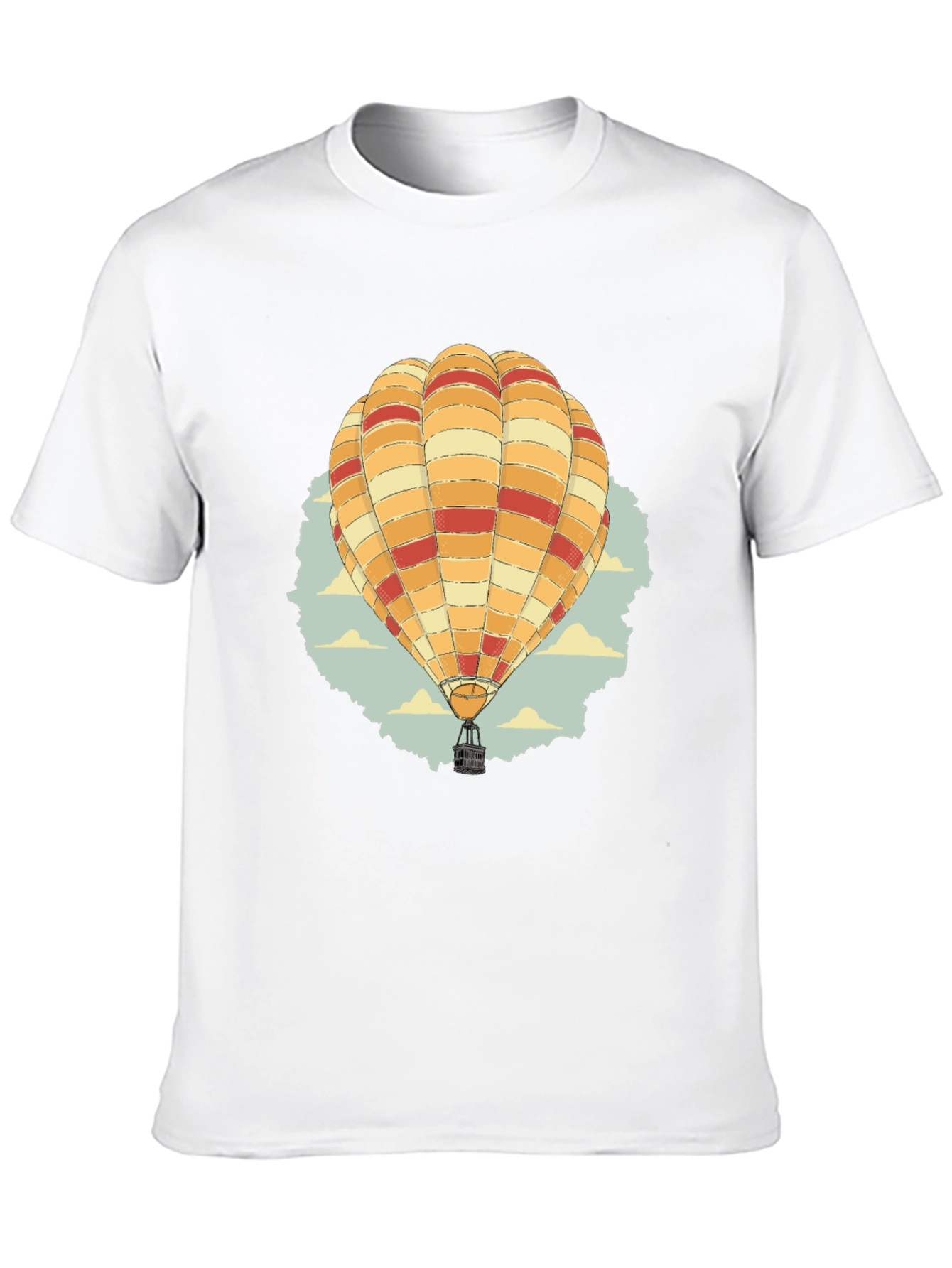 Hot Air Balloon Graphic Tee - Black Cotton T-Shirt