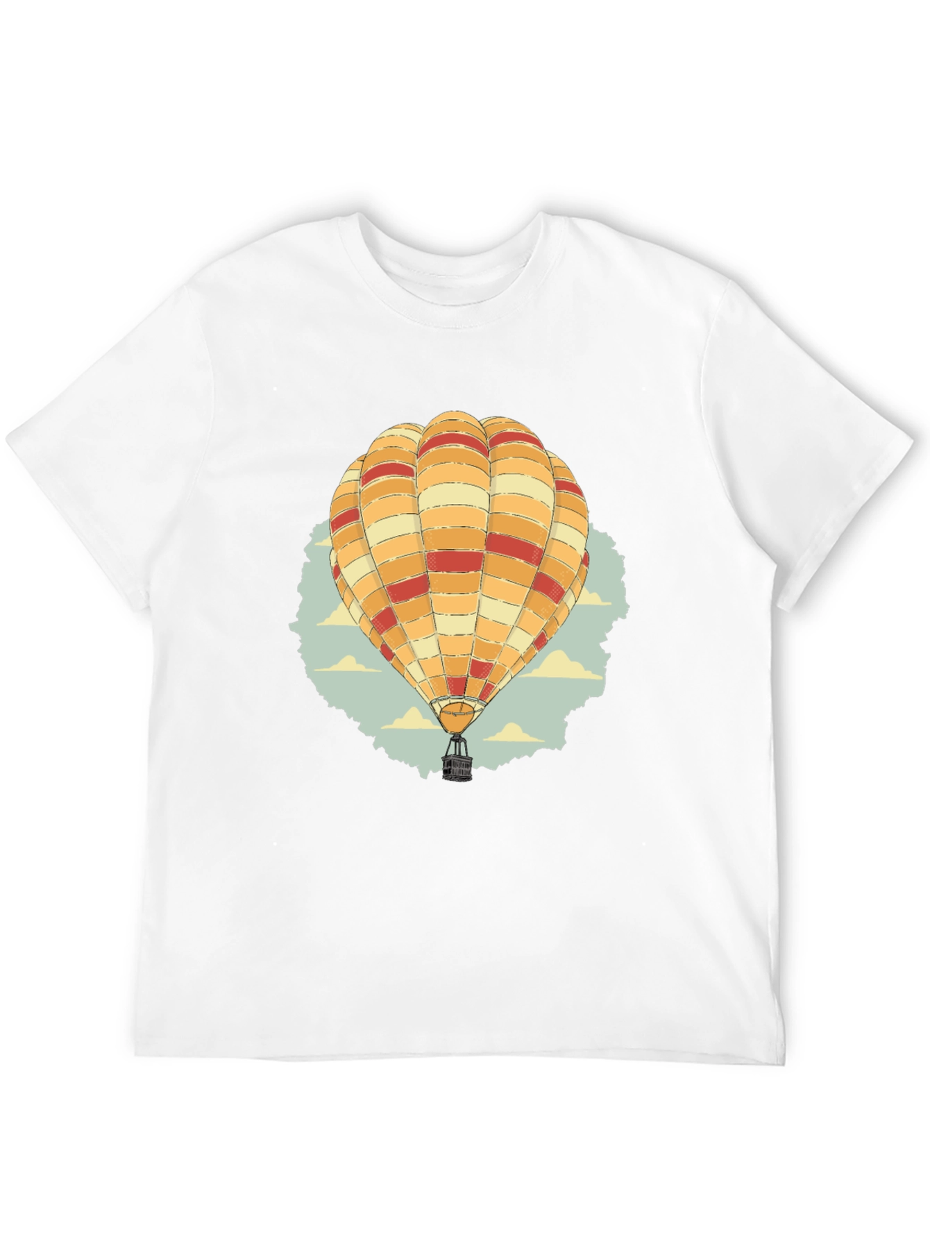 Hot Air Balloon Graphic Tee - Black Cotton T-Shirt