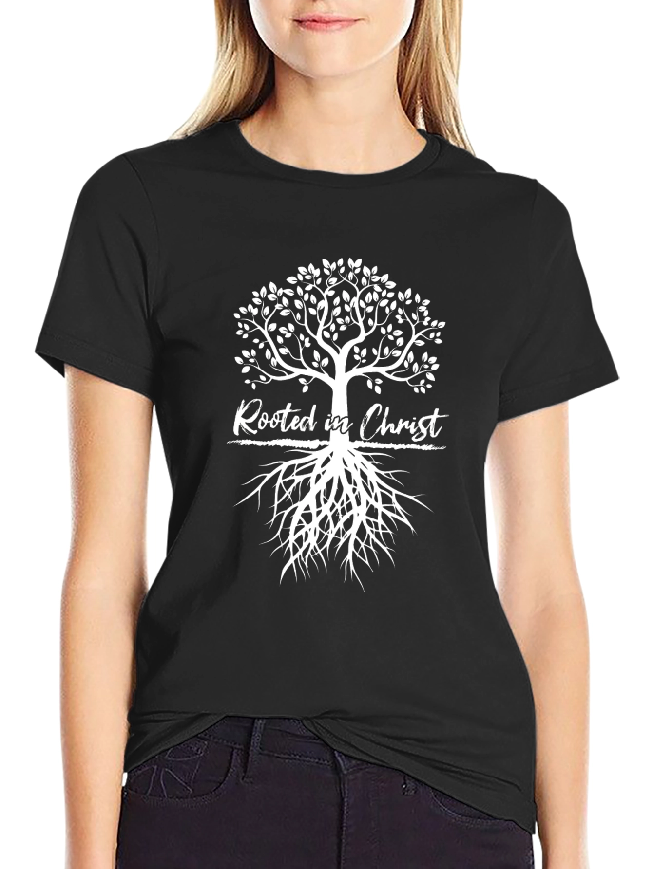 Rooted in Christ Tree Graphic T-Shirt