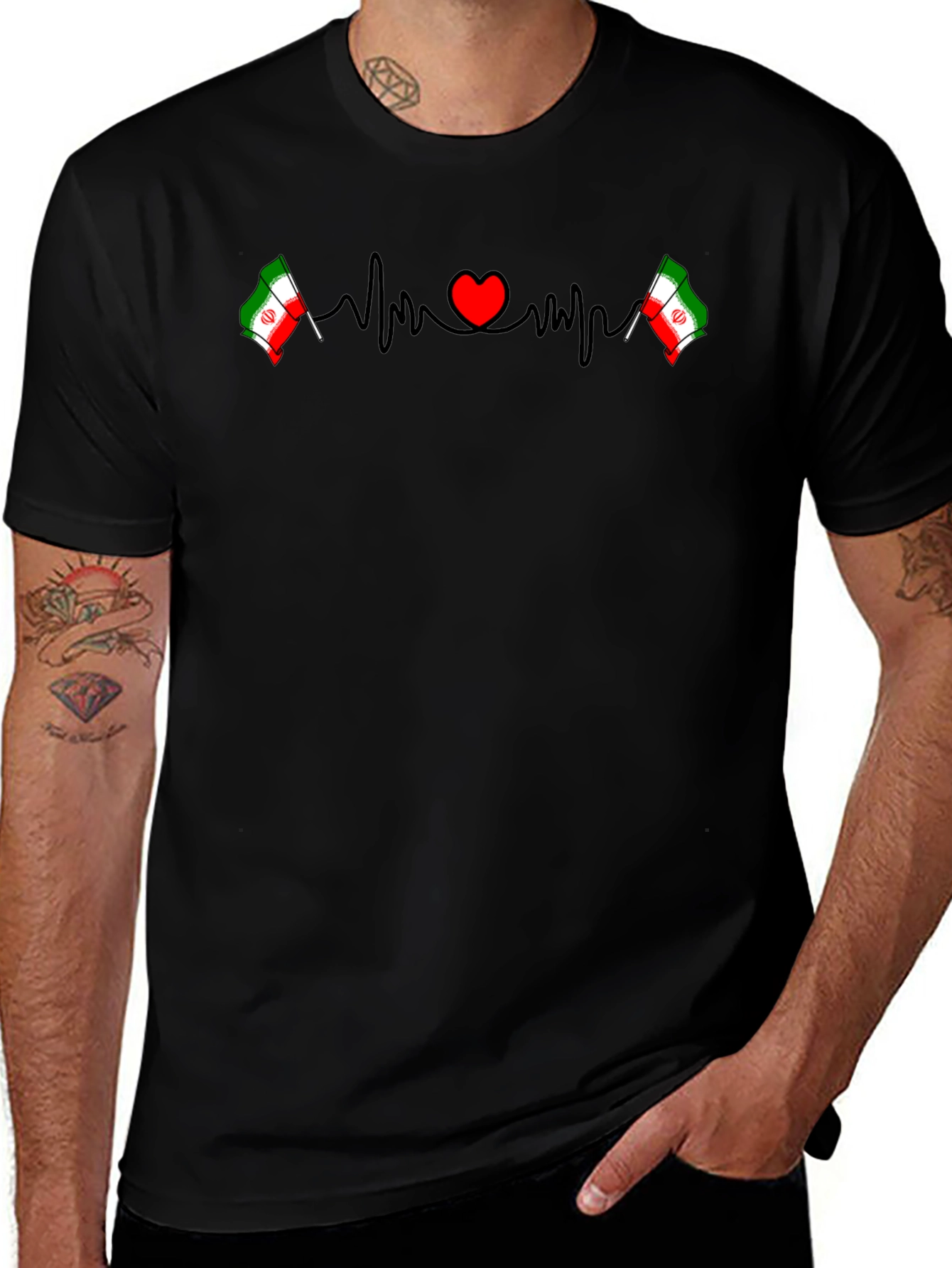 Iran Flag Heartbeat T-Shirt
