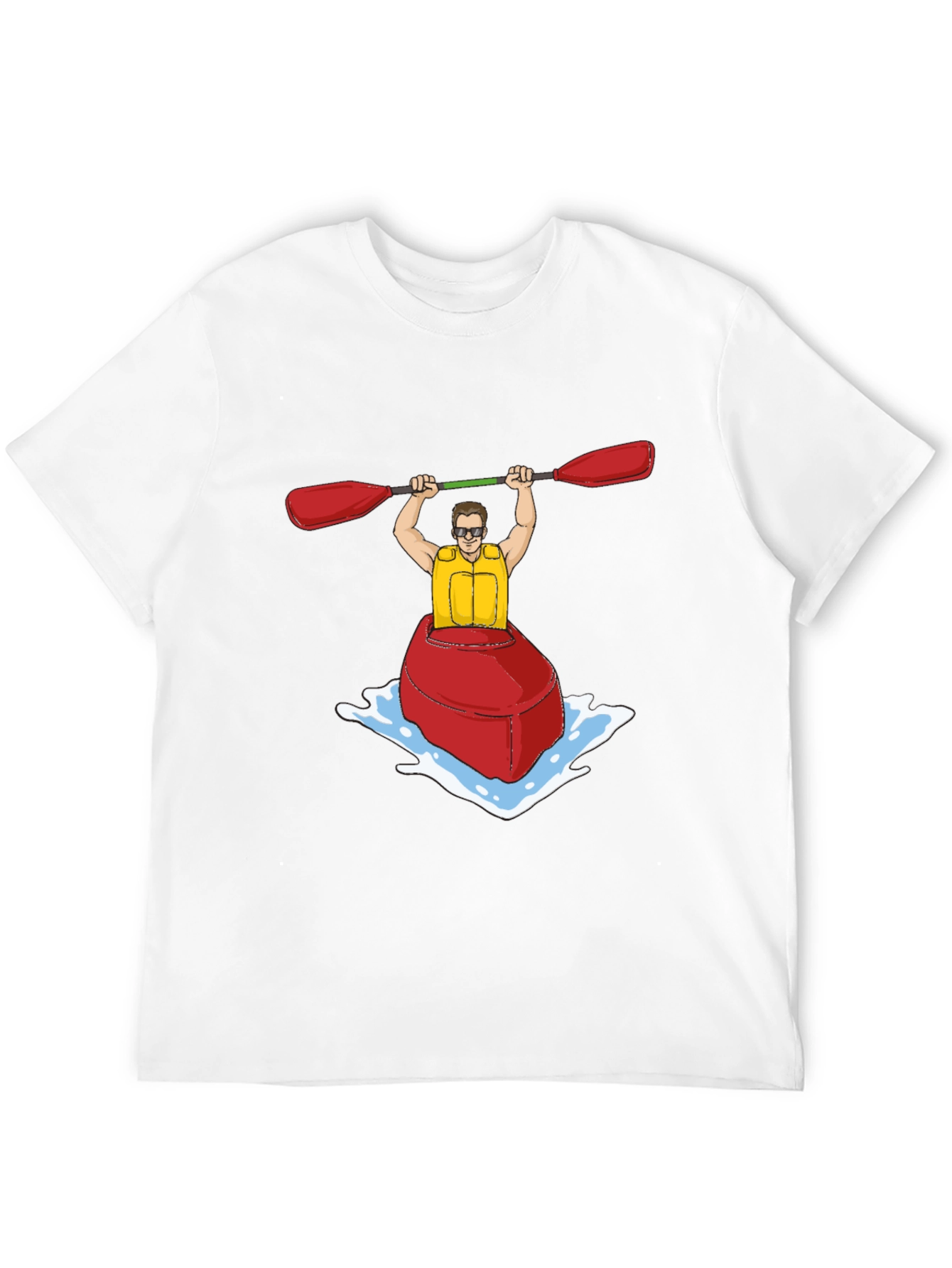 Kayak Cartoon Graphic Black T-Shirt