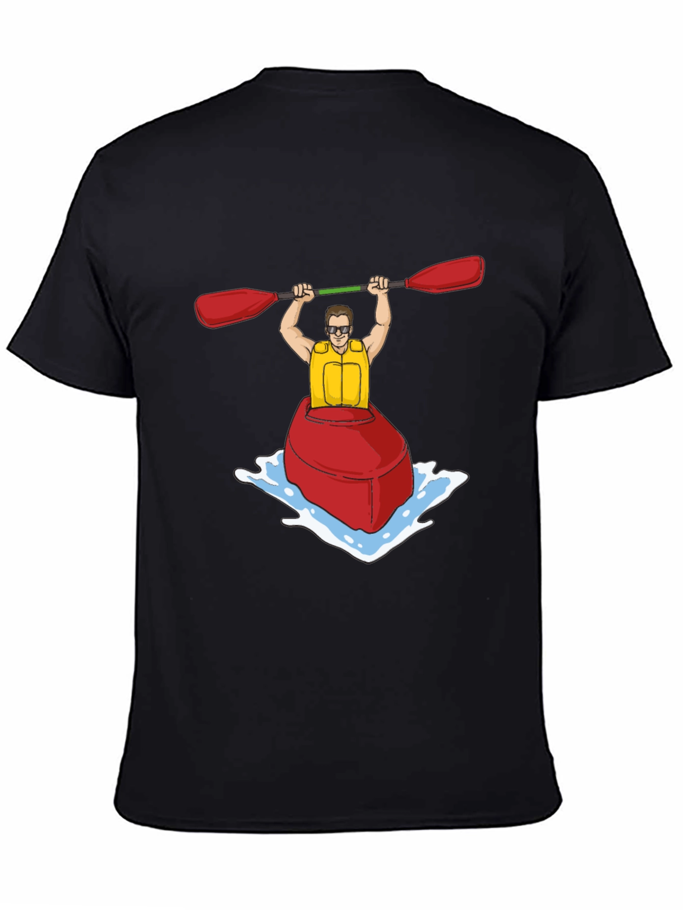 Kayak Cartoon Graphic Black T-Shirt
