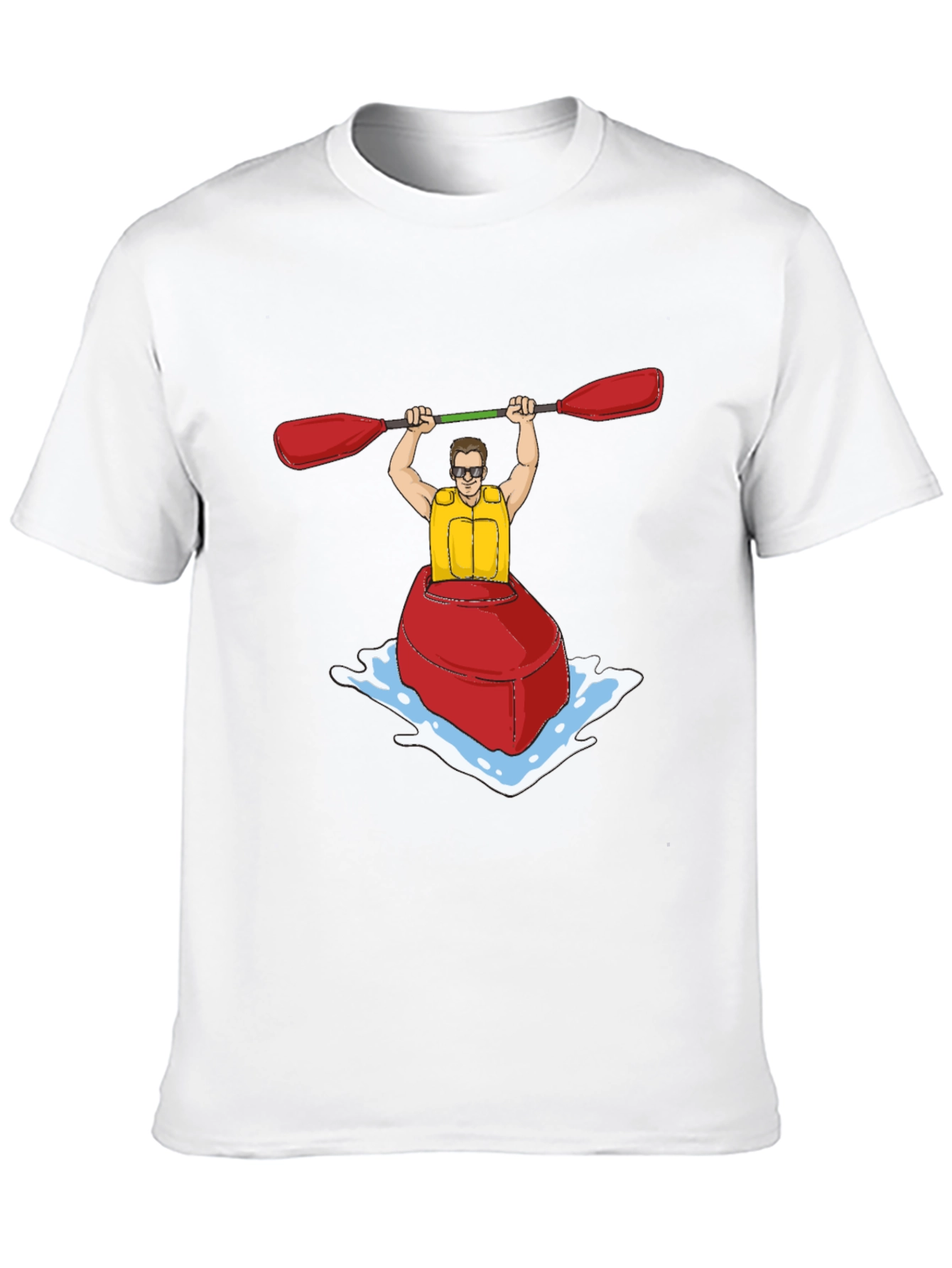 Kayak Cartoon Graphic Black T-Shirt