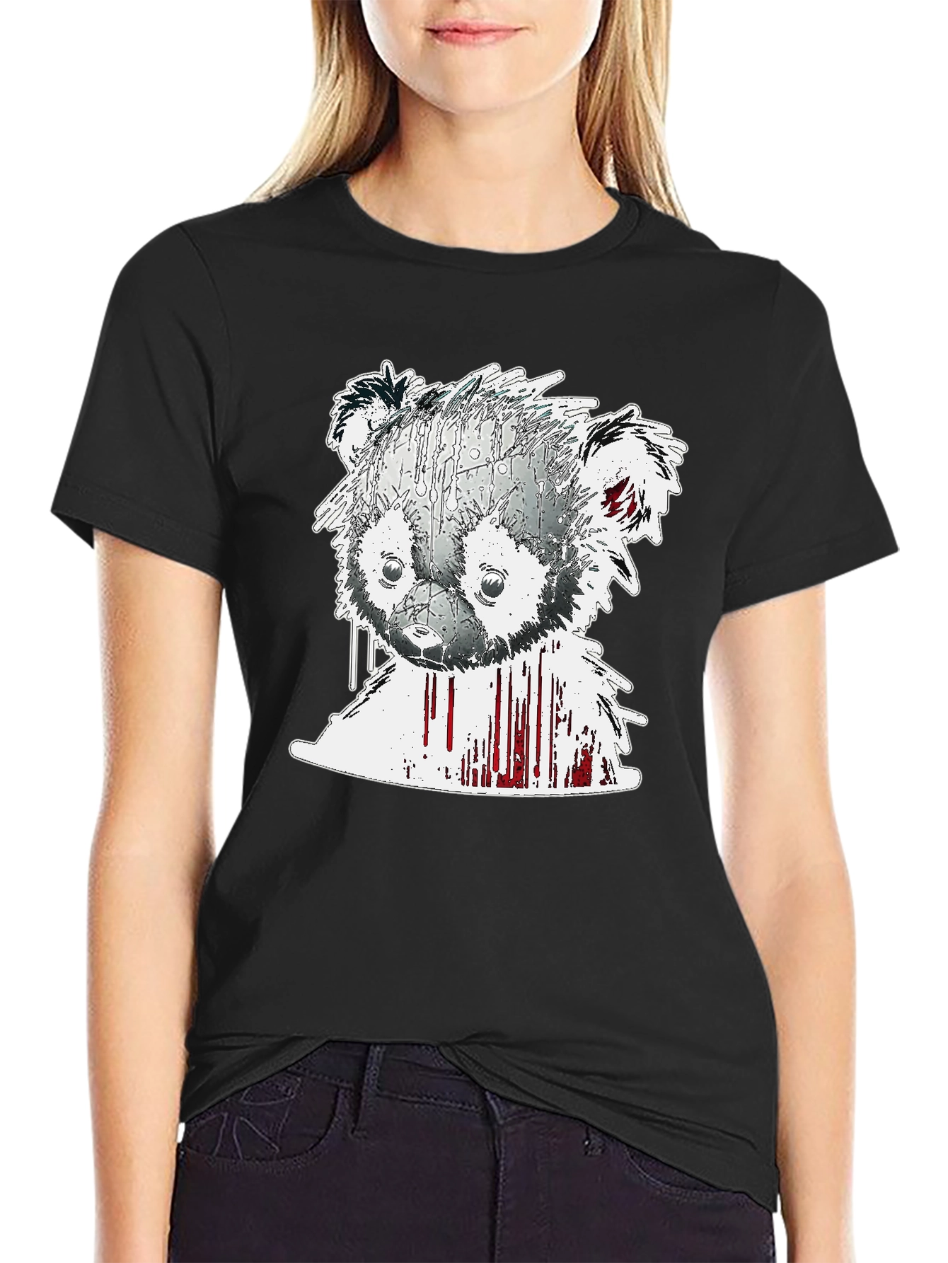 Abstract Bear Graphic Tee - Mens Black T-Shirt