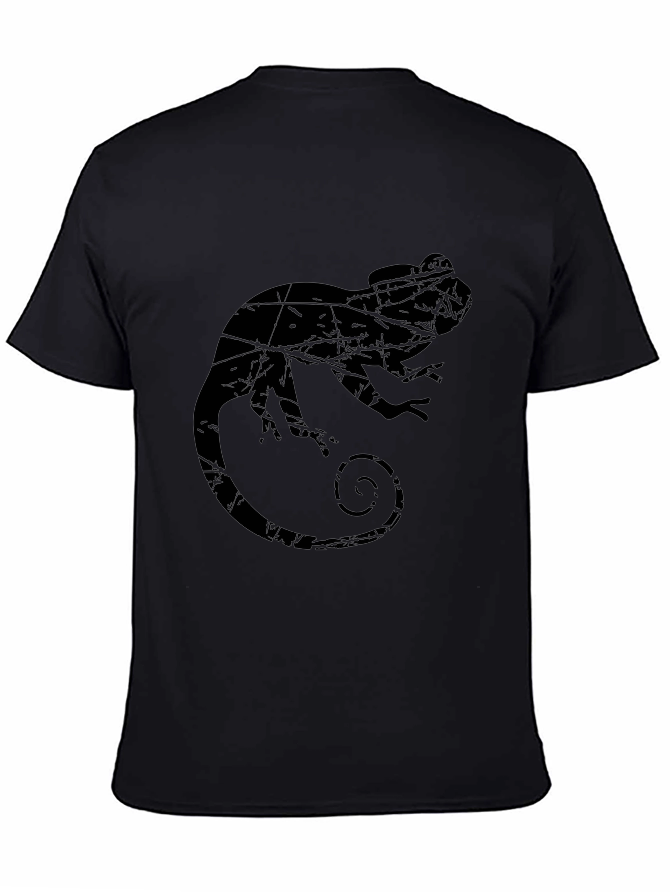 Mens Black Chameleon Graphic T-Shirt
