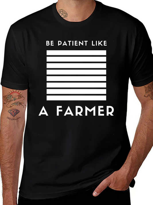 Patient Farmer T-Shirt: Black Cotton Blend Graphic Tee