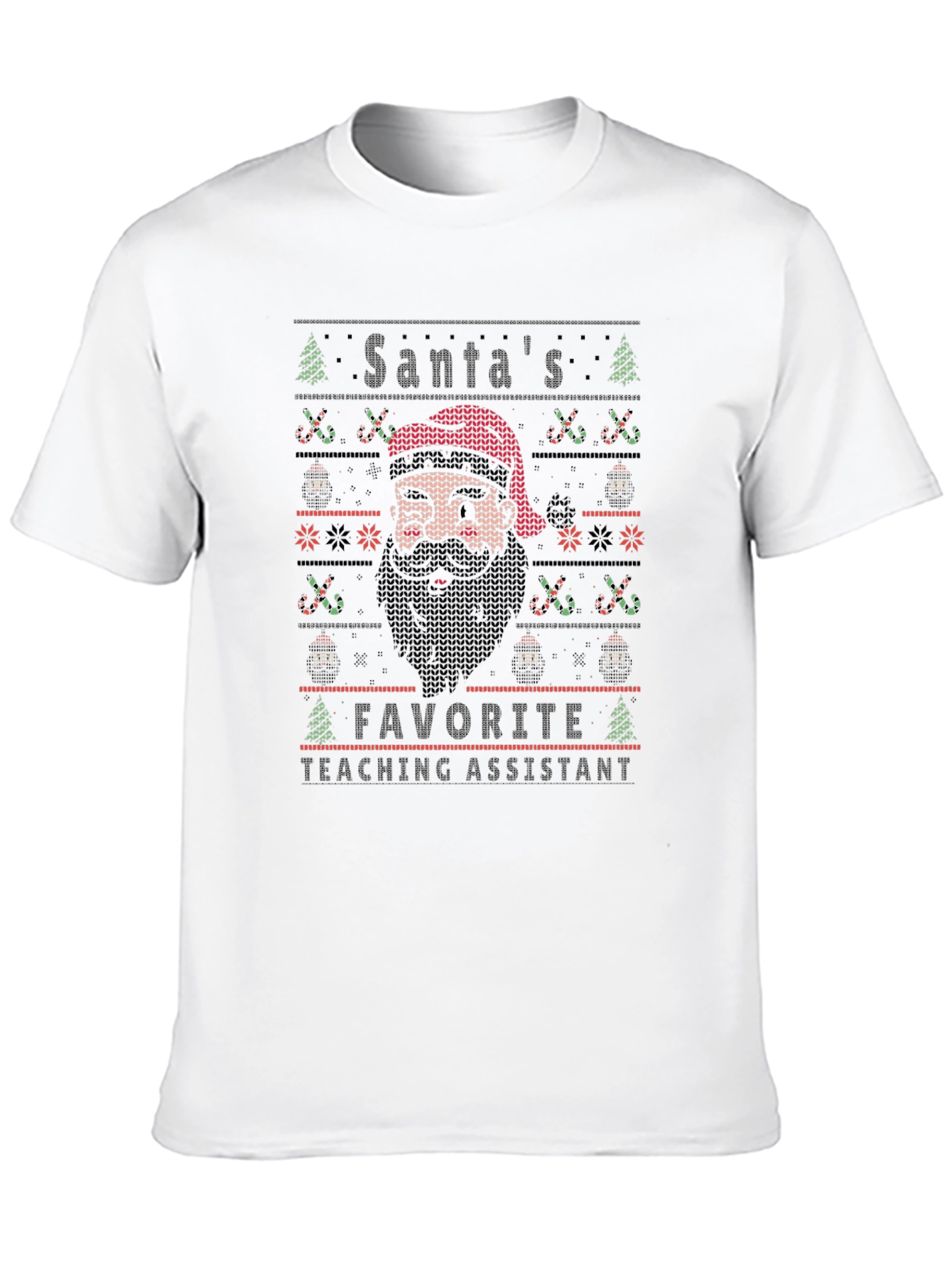 Santas Favorite Teaching Assistant Ugly Christmas T-Shirt