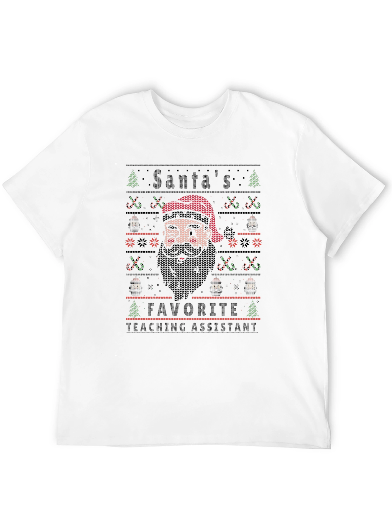 Santas Favorite Teaching Assistant Ugly Christmas T-Shirt