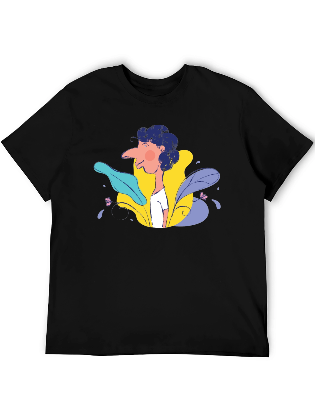 Abstract Face Graphic Black T-Shirt