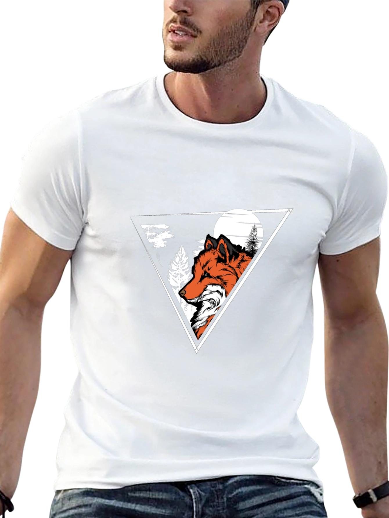 Fox Graphic Print Crew Neck T-Shirt - Black
