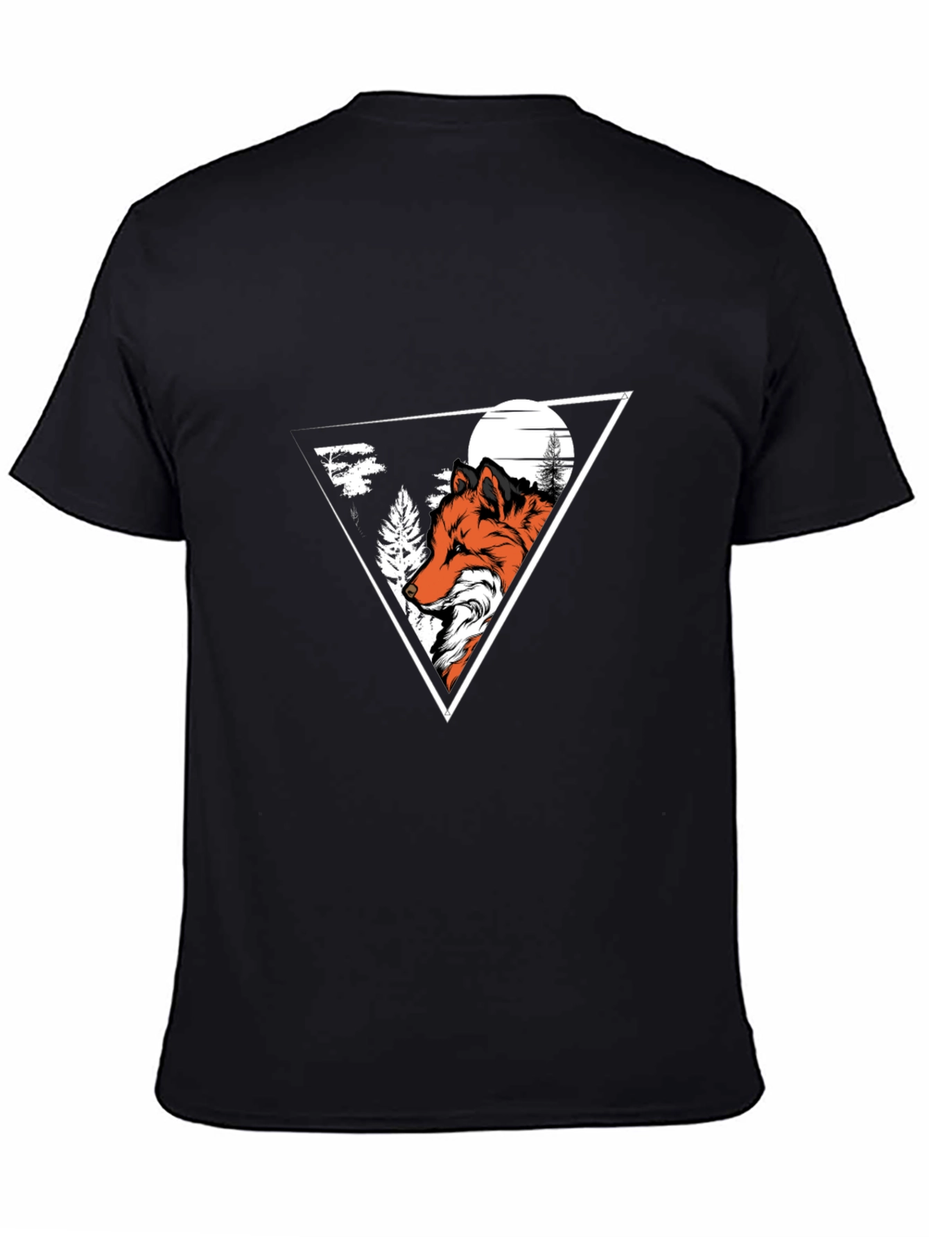 Fox Graphic Print Crew Neck T-Shirt - Black