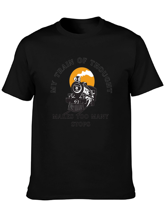 Vintage Train Graphic Black T-Shirt