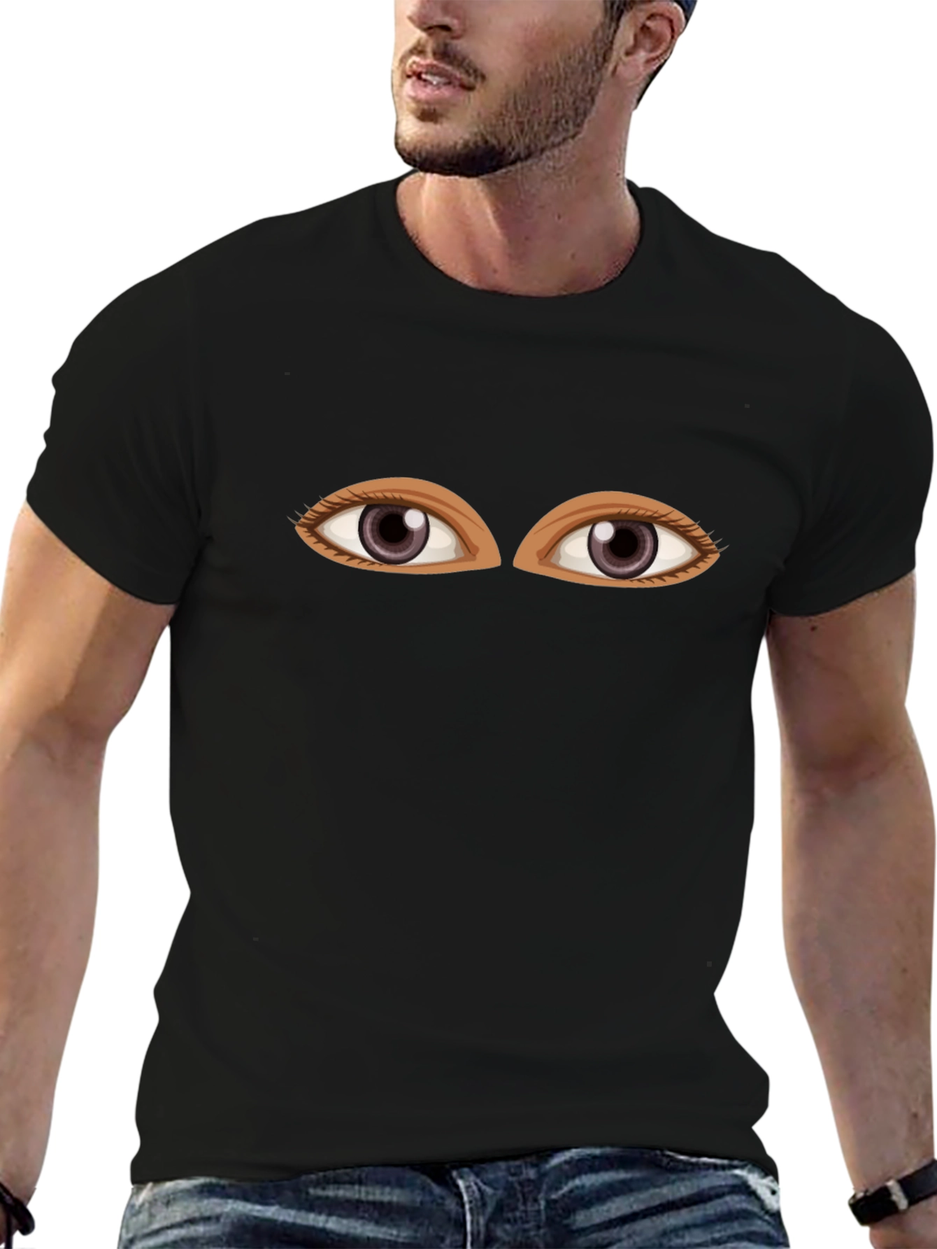 Eyes Graphic Tee - Black Cotton Comfort