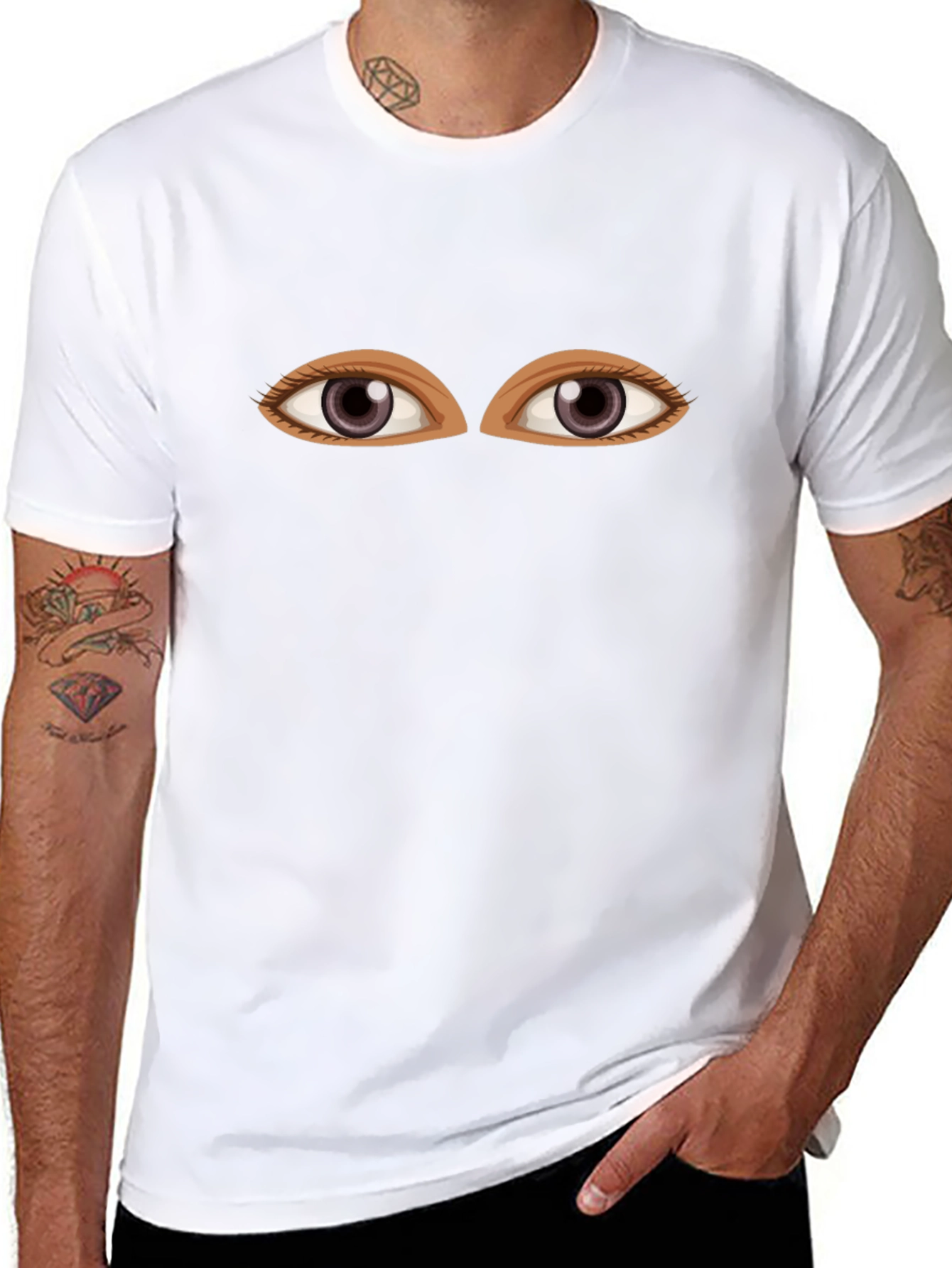 Eyes Graphic Tee - Black Cotton Comfort
