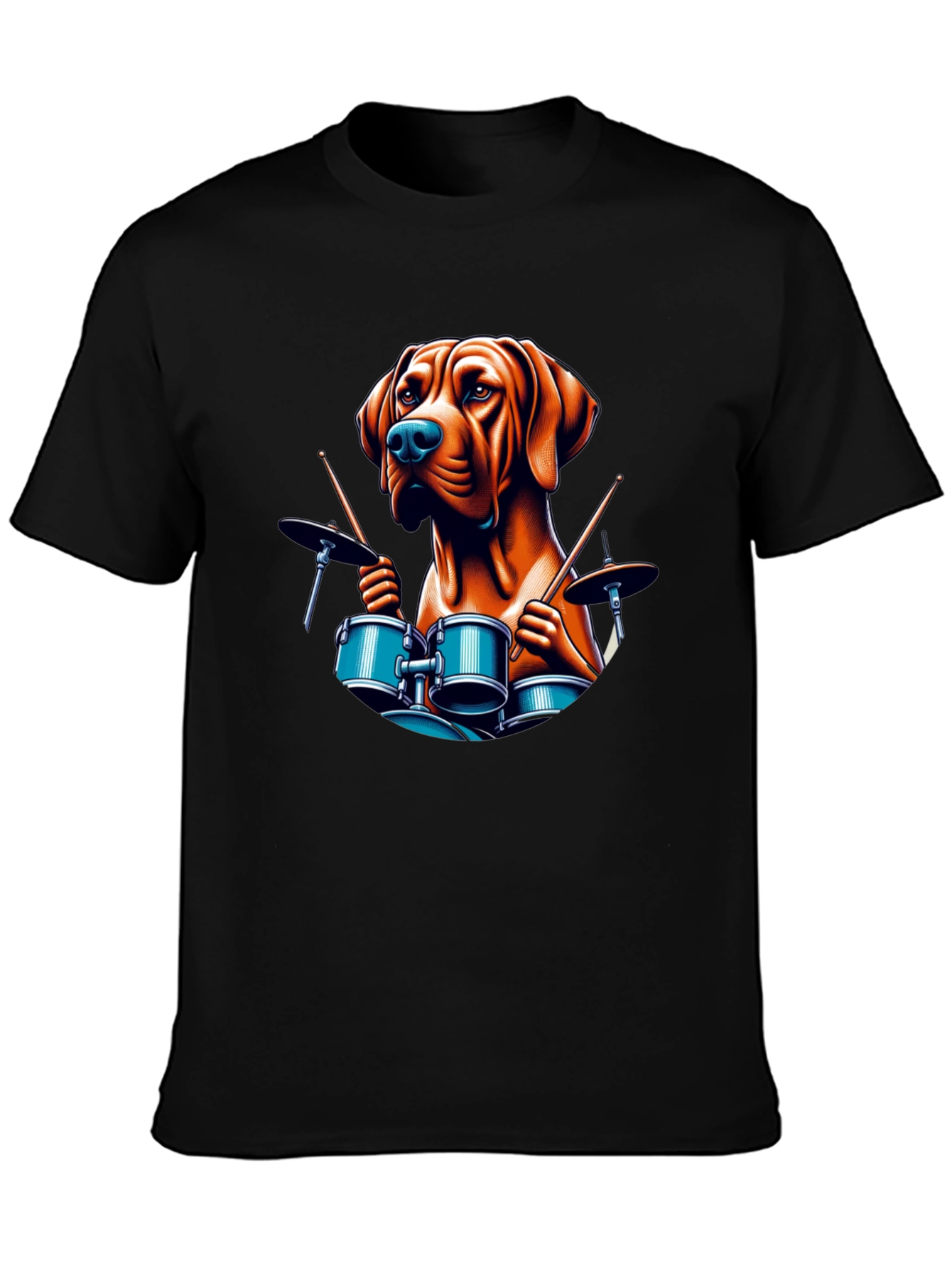 Dog Drummer Graphic Tee - Black T-Shirt