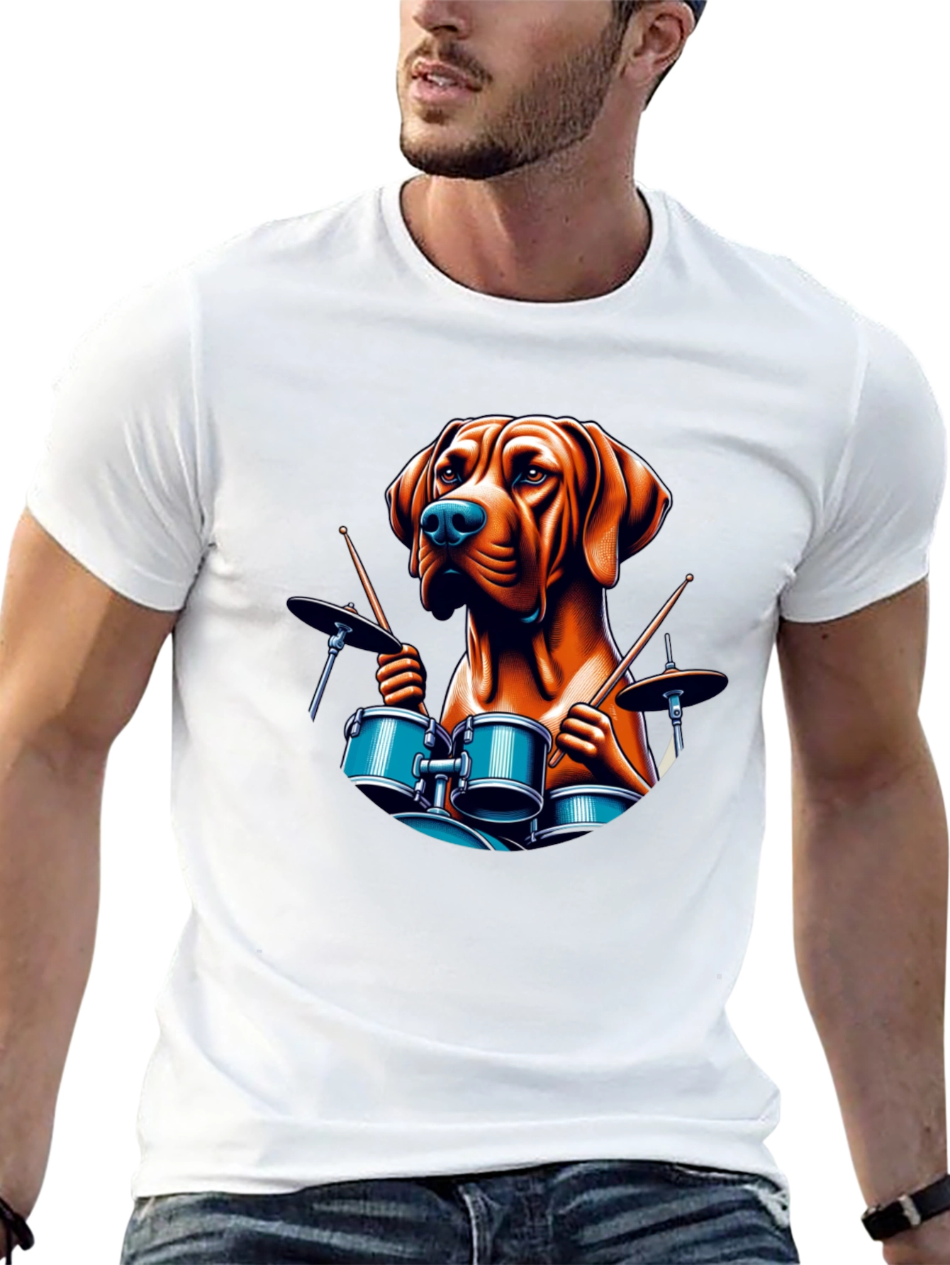 Dog Drummer Graphic Tee - Black T-Shirt